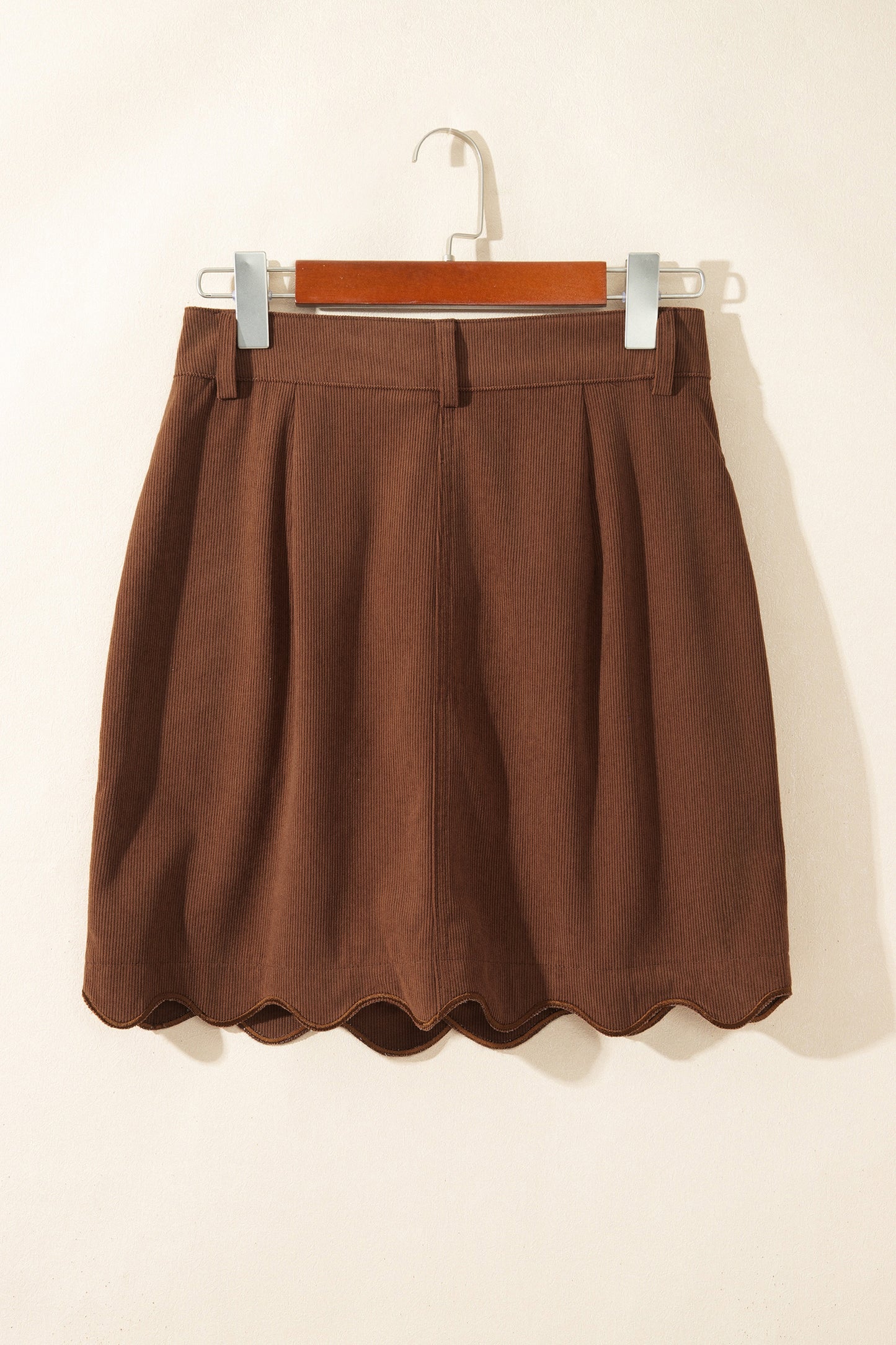 Coffee Button Front Corduroy Mini Pockets Sheath Silhouette Skirt-Bottoms/Skirts & Petticoat-[Adult]-[Female]-2022 Online Blue Zone Planet