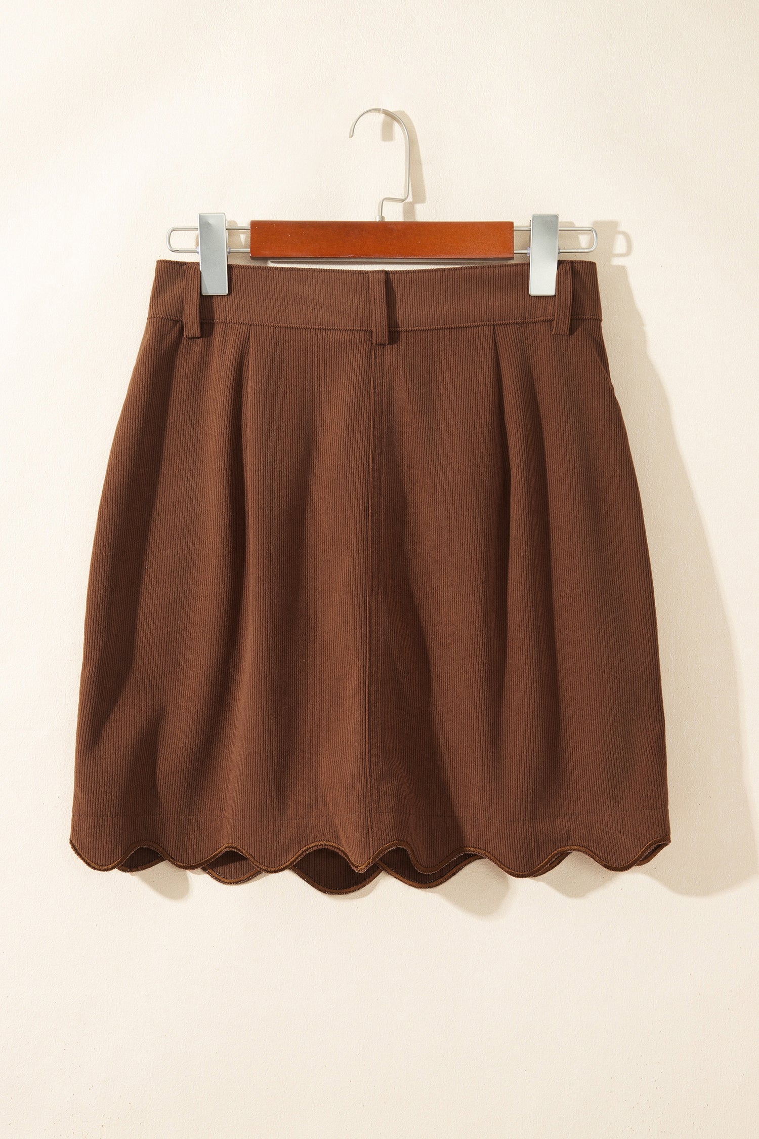 Coffee Button Front Corduroy Mini Pockets Sheath Silhouette Skirt-Bottoms/Skirts & Petticoat-[Adult]-[Female]-2022 Online Blue Zone Planet