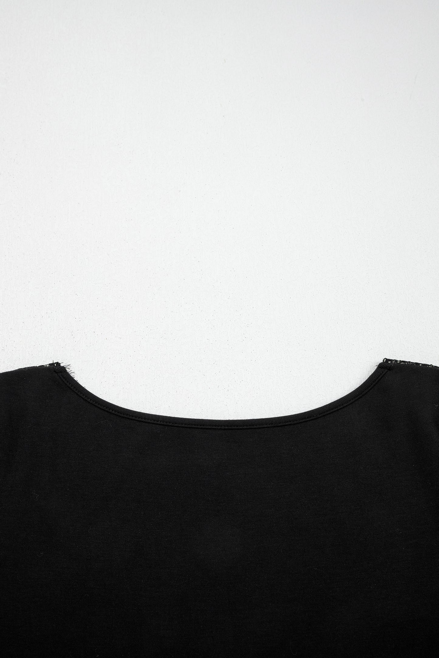 Black Lace Trim Elegant Neckline Long Sleeve Slim Top-Tops/Long Sleeve Tops-[Adult]-[Female]-2022 Online Blue Zone Planet