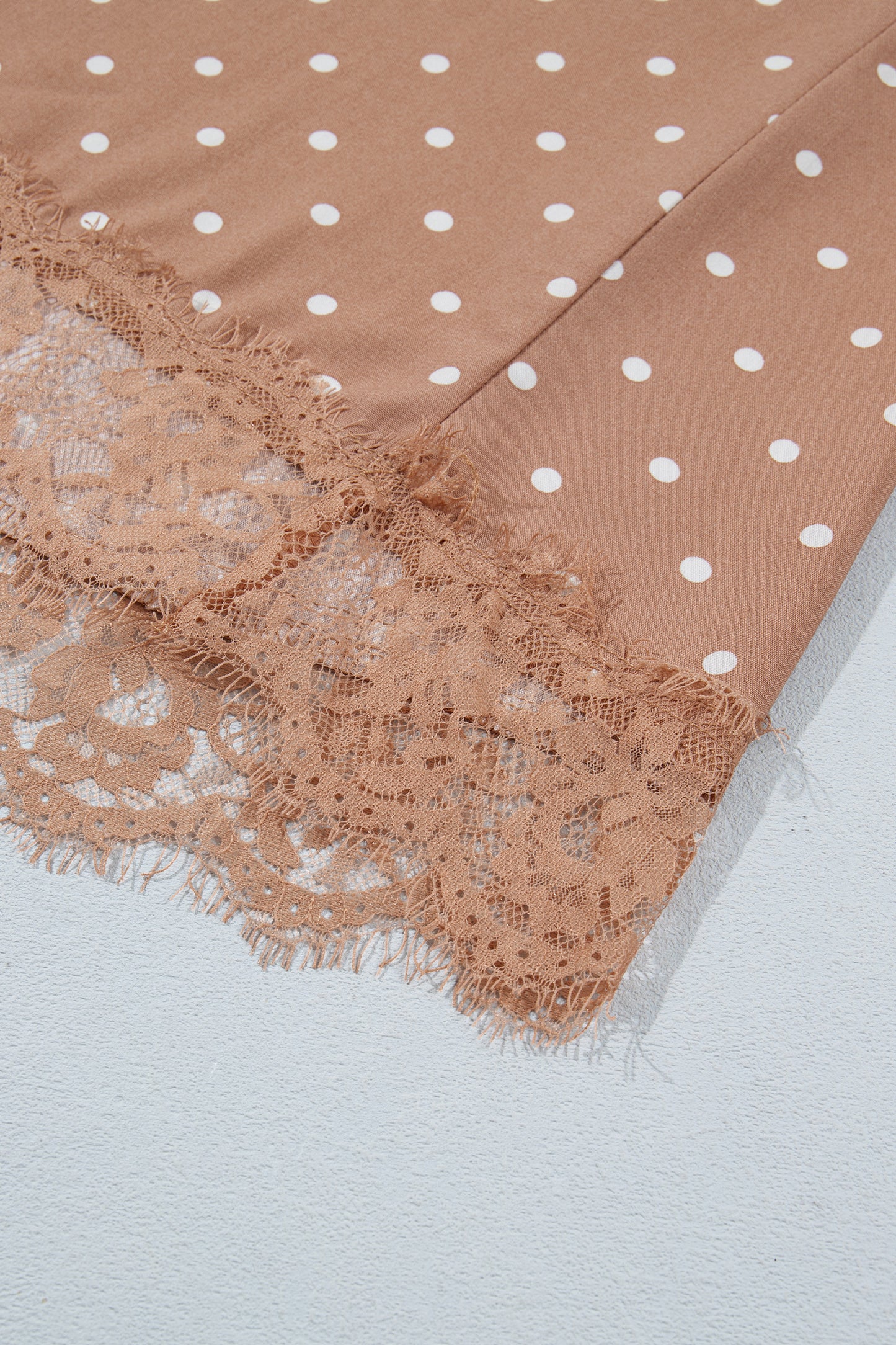 Brown Polka Dot Lace Hem Elegant Long Shift Skirt-Bottoms/Skirts & Petticoat-[Adult]-[Female]-2022 Online Blue Zone Planet