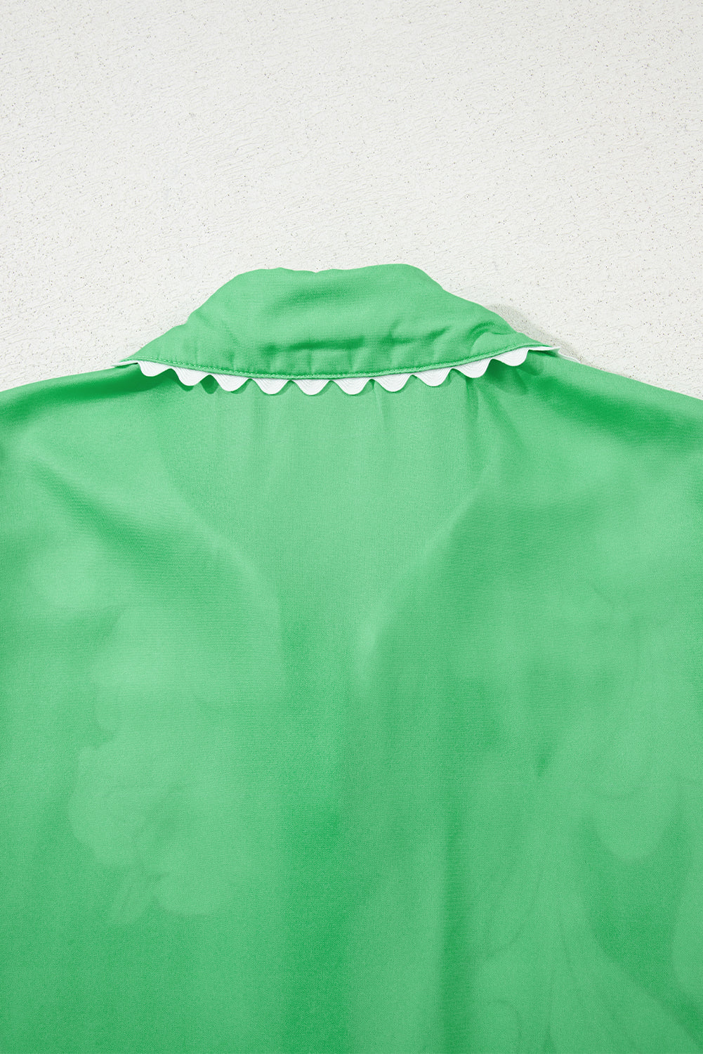 Green Floral Ric Rac Edge Puff Sleeve Button Up Summer Shirt-Tops/Blouses & Shirts-[Adult]-[Female]-2022 Online Blue Zone Planet