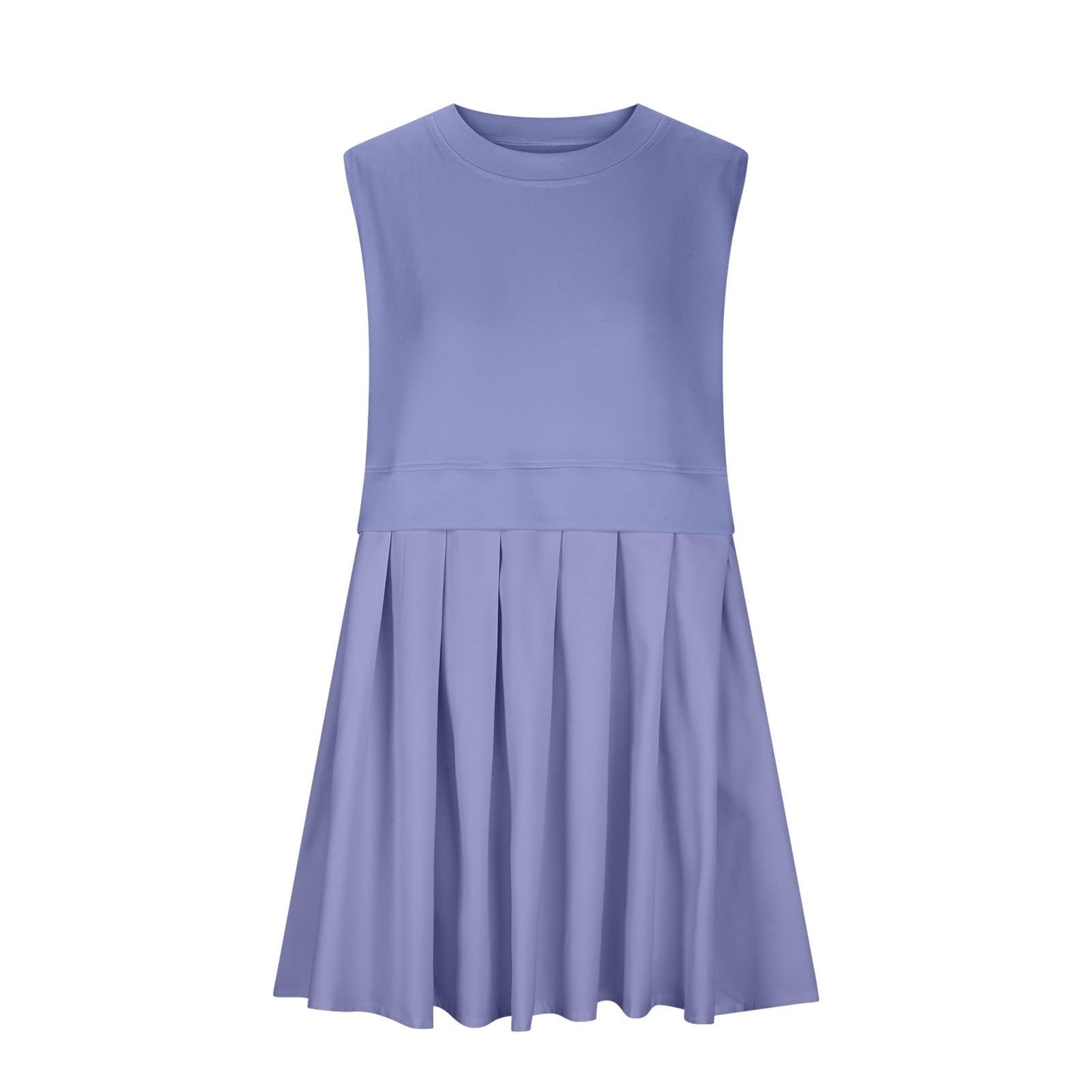 round neck sleeveless pleated dress Exquisite Round-Neck Pleated Sleeveless Full-Skirt Maxi Dress Likemychoice
