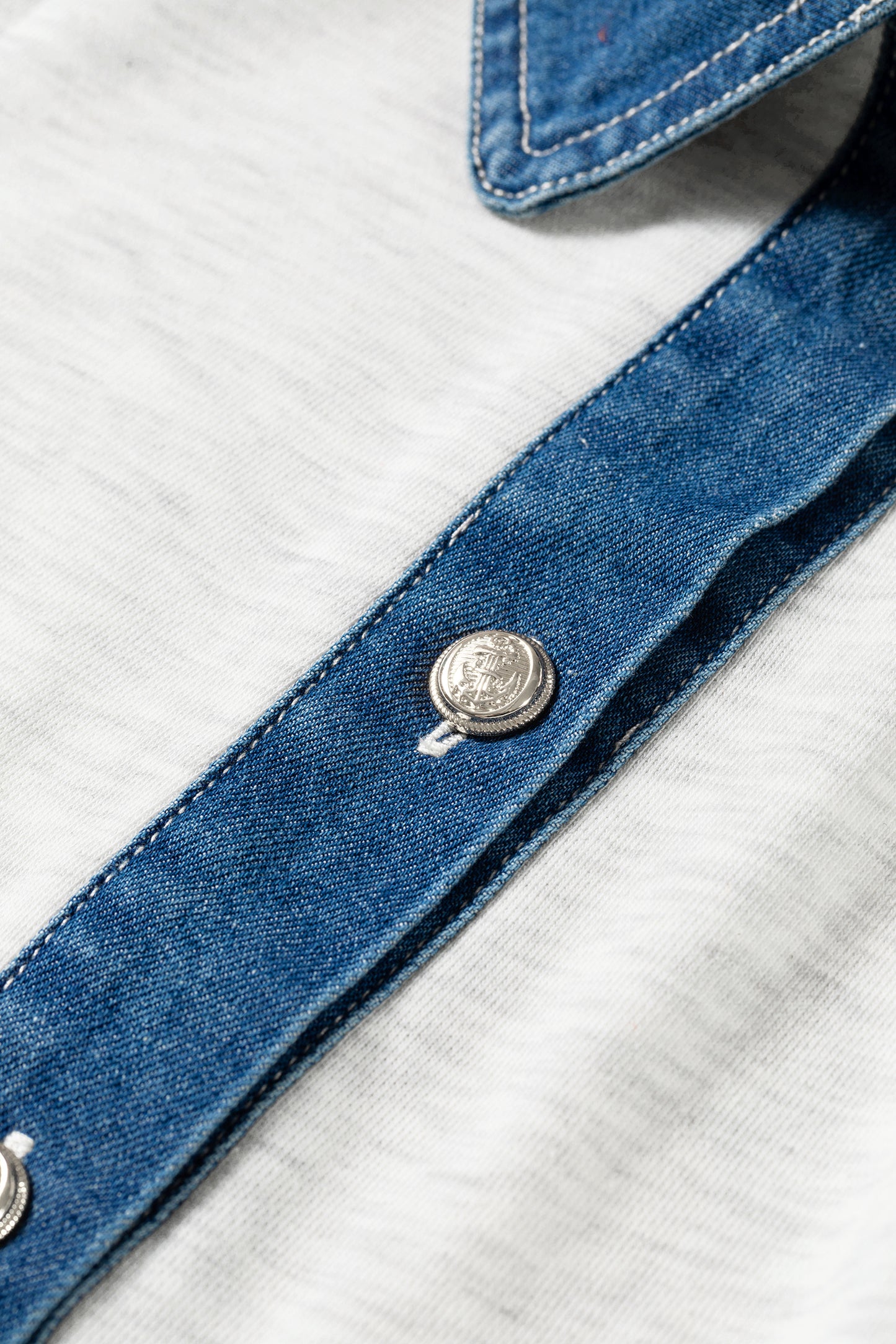 Light Grey Denim Patchwork Polo Collar Elastic Waist Sleeveless Romper-Bottoms/Jumpsuits & Rompers-[Adult]-[Female]-2022 Online Blue Zone Planet