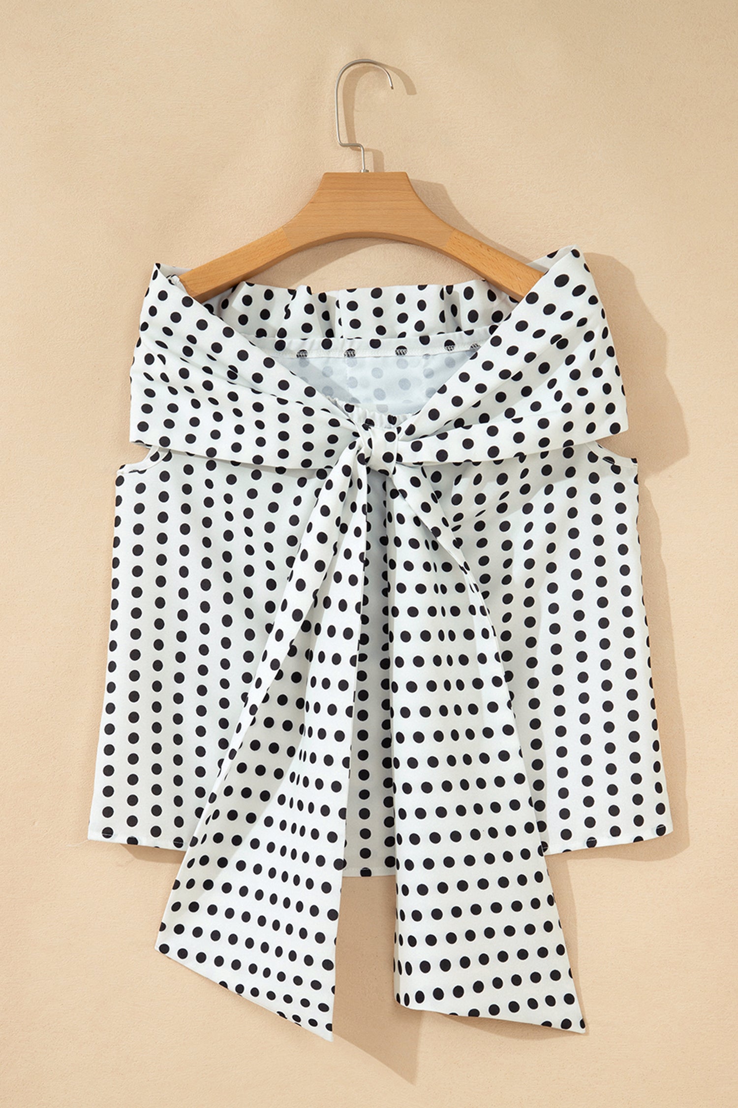 White Polka Dot Off Shoulder Bow Knot Short Sleeve Blouse-Tops/Blouses & Shirts-[Adult]-[Female]-2022 Online Blue Zone Planet