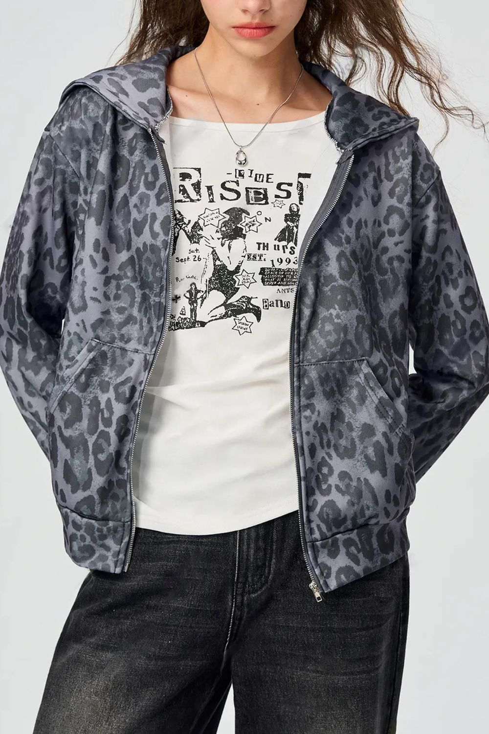 Blue Zone Planet | Pocketed Leopard Zip Up Hooded Jacket-TOPS / DRESSES-[Adult]-[Female]-2022 Online Blue Zone Planet