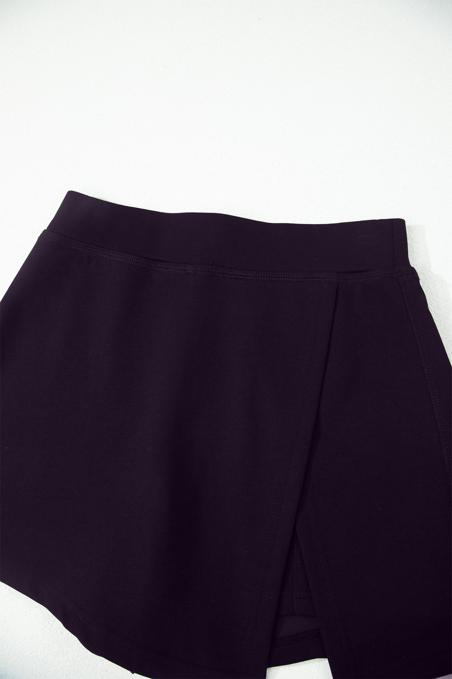Black Solid Color Wrapped Side Slit Skort-Bottoms/Casual Shorts-[Adult]-[Female]-2022 Online Blue Zone Planet