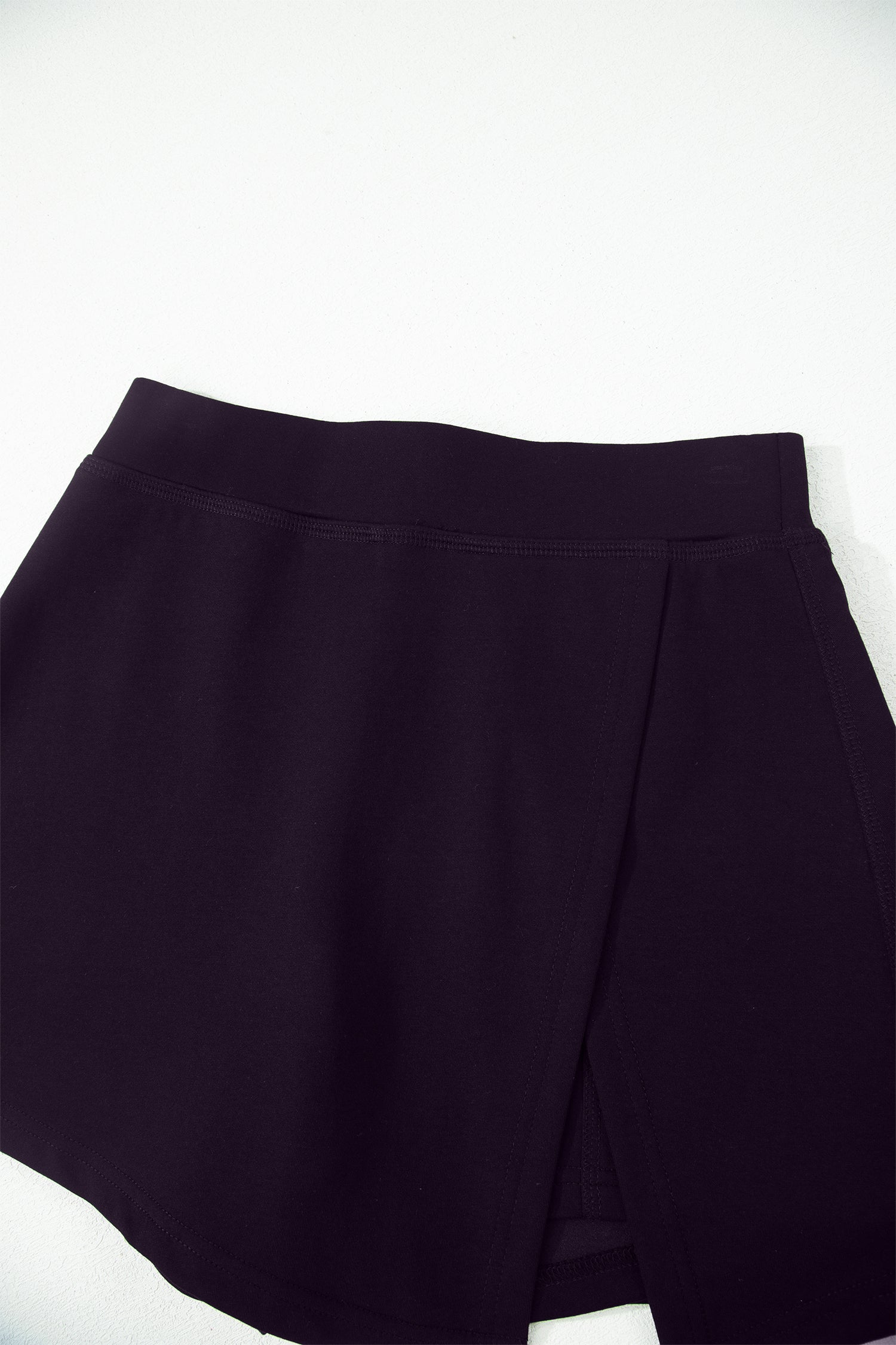 Black Solid Color Wrapped Side Slit Skort-Bottoms/Casual Shorts-[Adult]-[Female]-2022 Online Blue Zone Planet