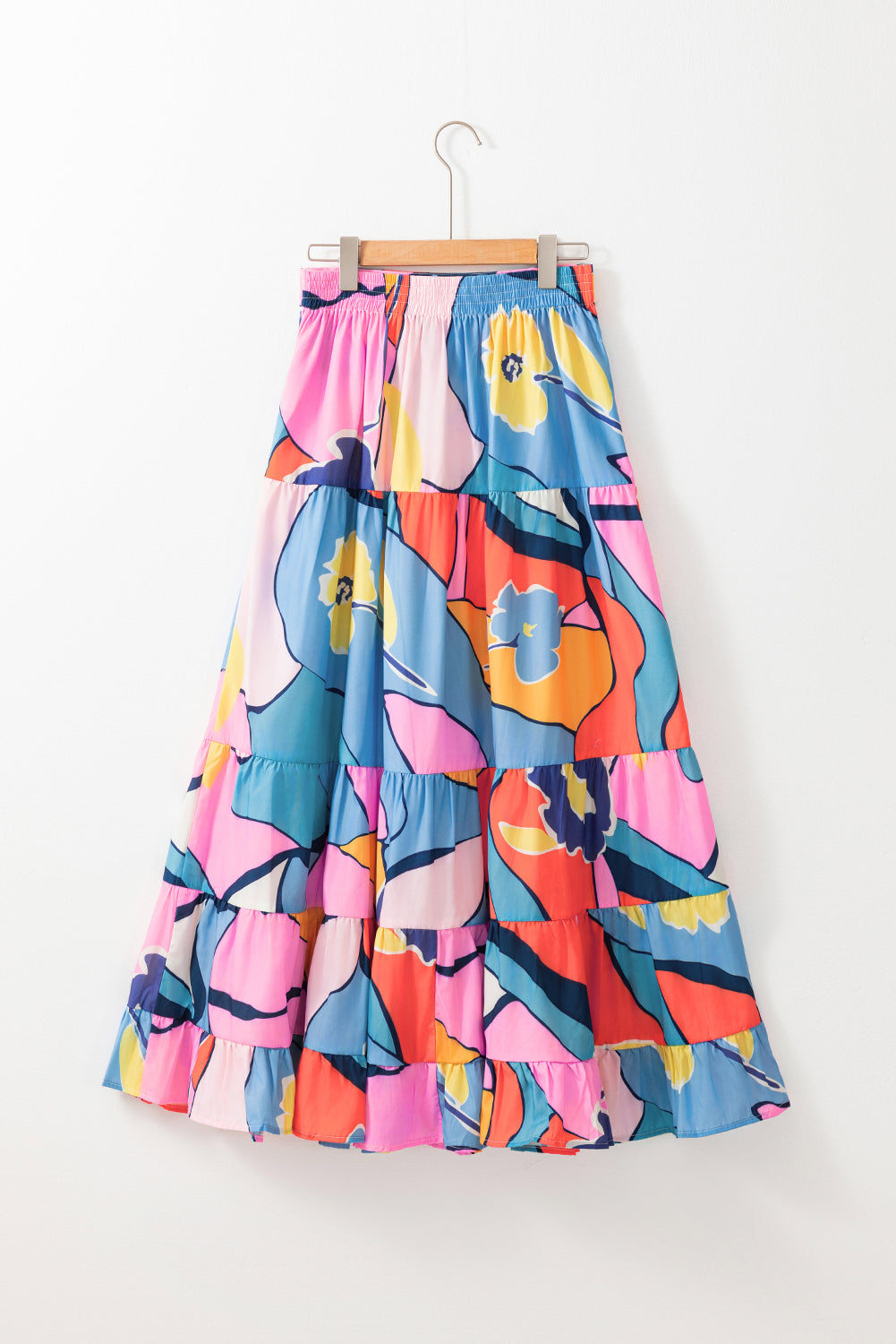 Pink Printed Pocketed High Waist Maxi Skirt-Bottoms/Skirts & Petticoat-[Adult]-[Female]-2022 Online Blue Zone Planet