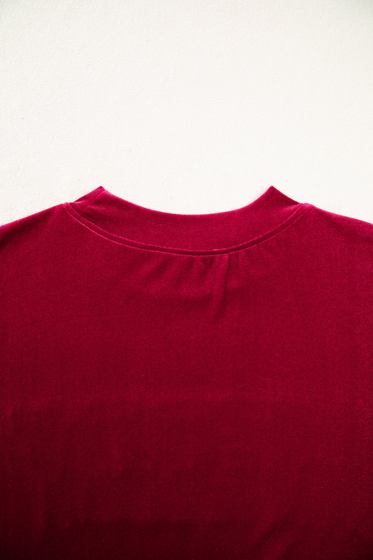 Burgundy Christmas Velvet Graphic Print Long Sleeve Sweatshirt-Tops/Sweatshirts & Hoodies-[Adult]-[Female]-2022 Online Blue Zone Planet