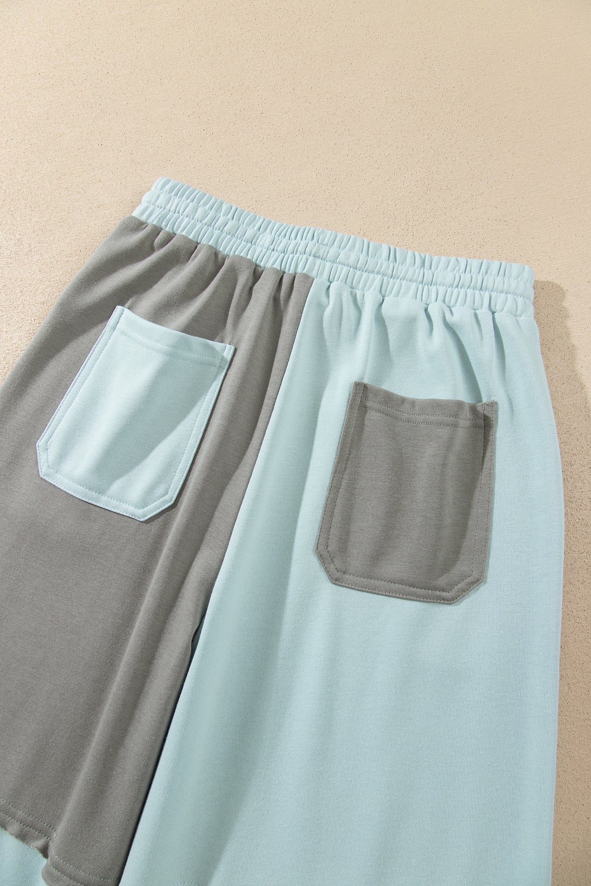 Beau Blue Raw Seam Colorblock Wide Leg Ankle Length Casual Pants-Bottoms/Pants & Culotte-[Adult]-[Female]-2022 Online Blue Zone Planet
