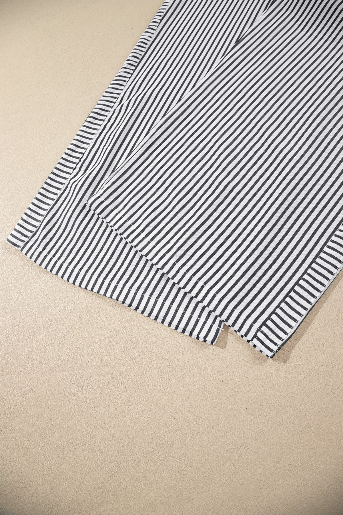 Black Stripe Plus Size Tie Waist Loose Pants-Plus Size/Plus Size Bottoms-[Adult]-[Female]-2022 Online Blue Zone Planet