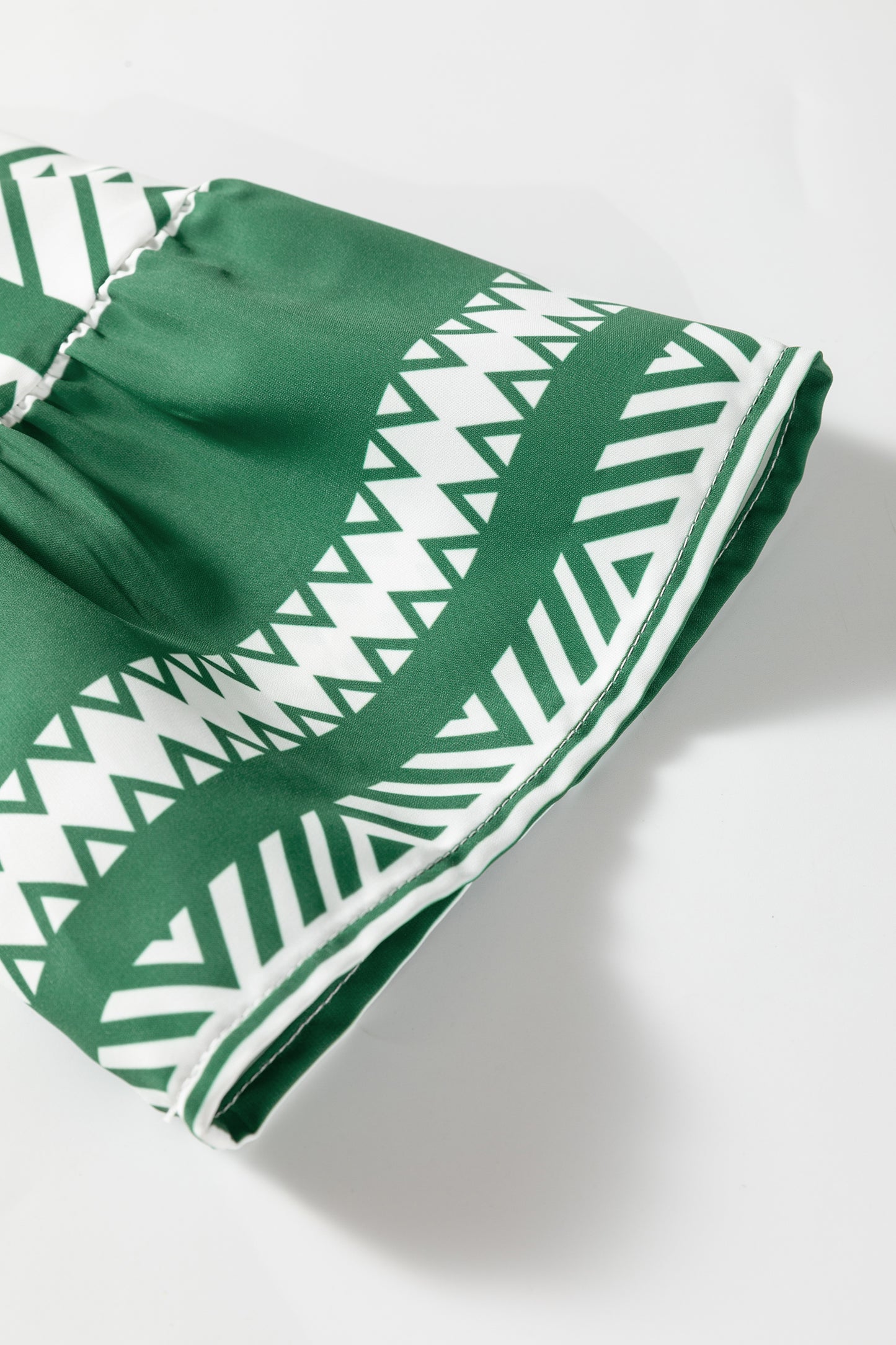 Green Boho Ethnic Print Half Button 3/4 Sleeve Casual Dress-TOPS / DRESSES-[Adult]-[Female]-2022 Online Blue Zone Planet