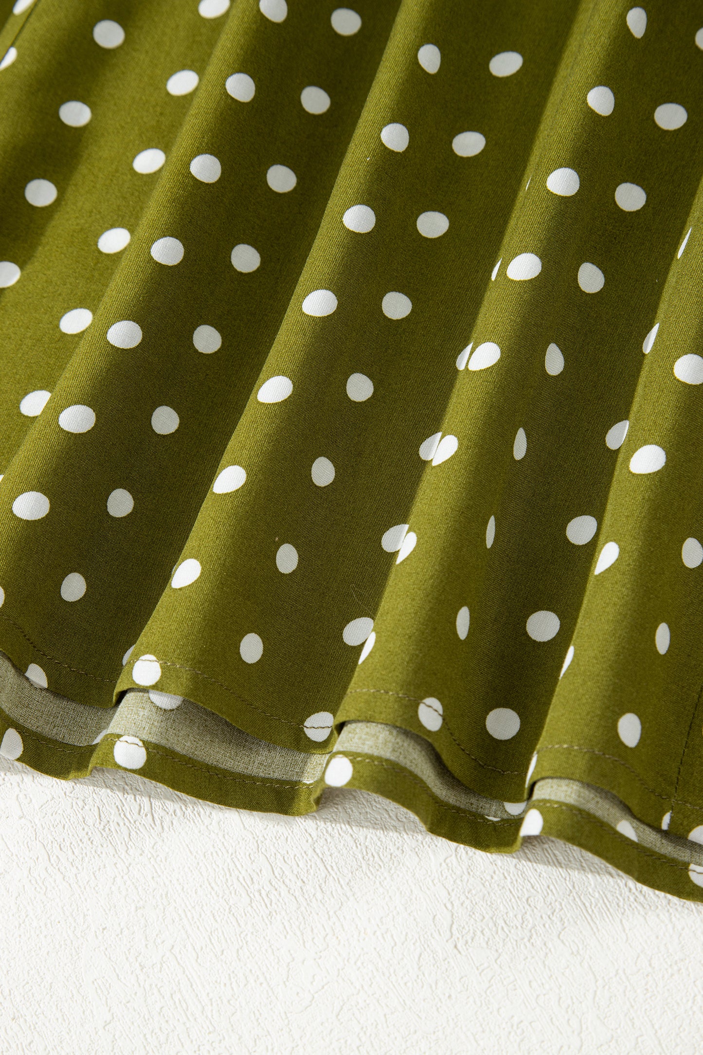 Green Polka Dot Print Lacy Neckline Smocked High Waist Maxi Dress-TOPS / DRESSES-[Adult]-[Female]-2022 Online Blue Zone Planet