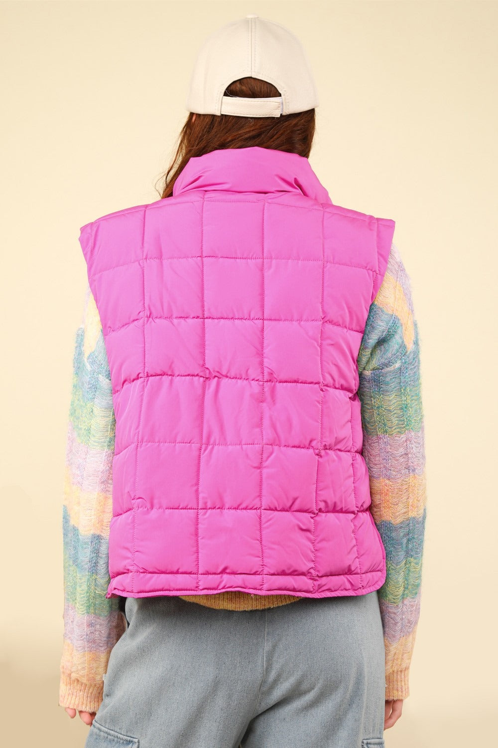 VERY J Zip Up Puffer Padded Warm Vest-TOPS / DRESSES-[Adult]-[Female]-2022 Online Blue Zone Planet