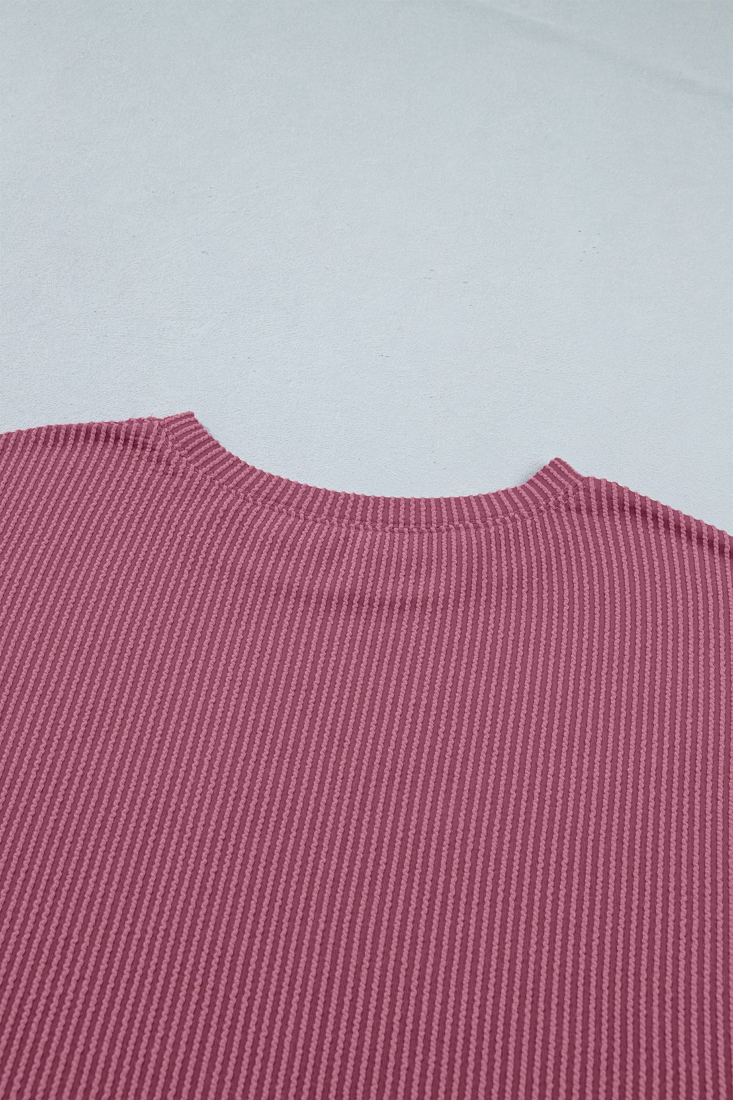 Pitaya Pink Twisted Ribbed Loose Tee Drawstring Elastic Waist 2pcs Short Set-Two Piece Sets/Short Sets-[Adult]-[Female]-2022 Online Blue Zone Planet
