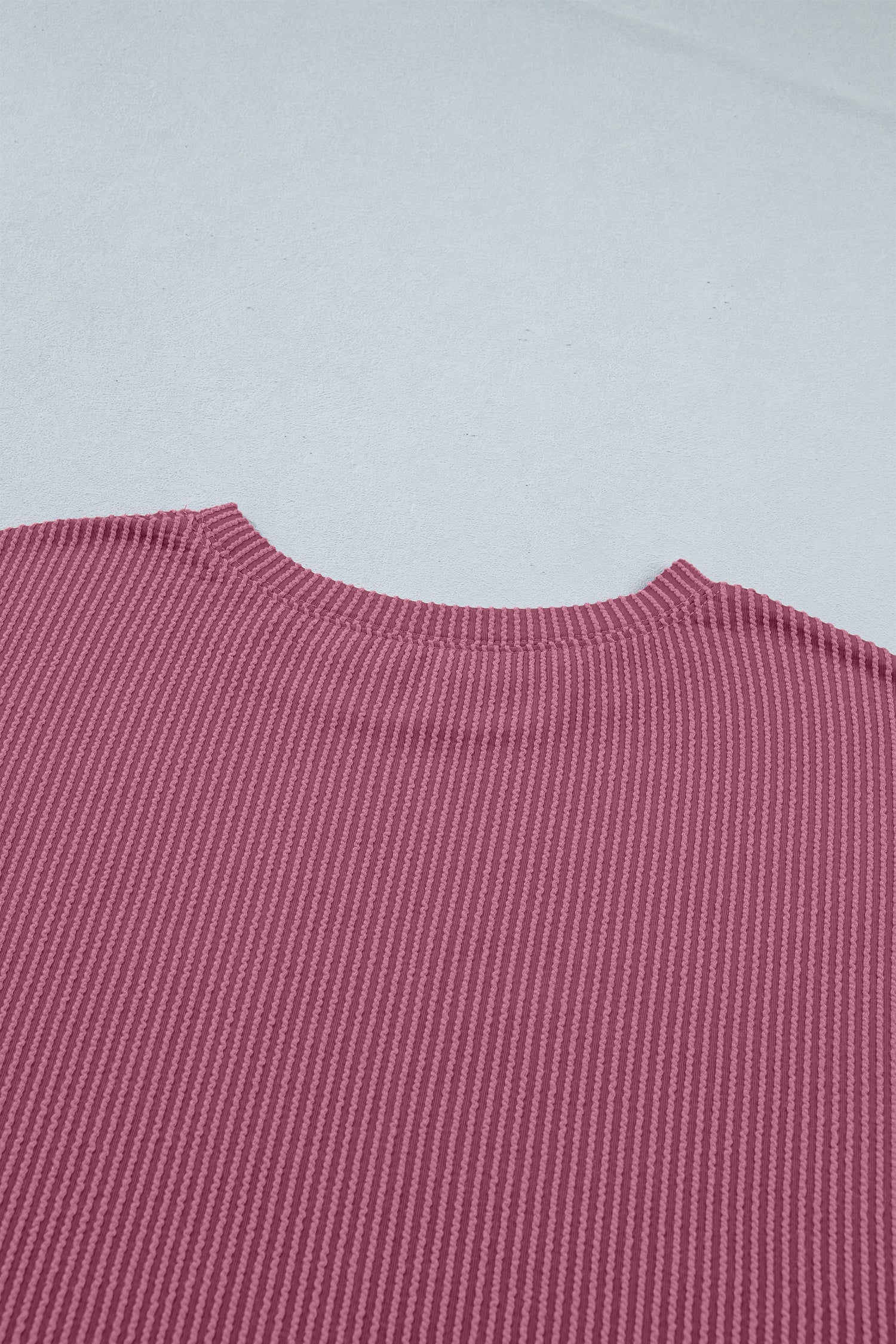 Pitaya Pink Twisted Ribbed Loose Tee Drawstring Elastic Waist 2pcs Short Set-Two Piece Sets/Short Sets-[Adult]-[Female]-2022 Online Blue Zone Planet