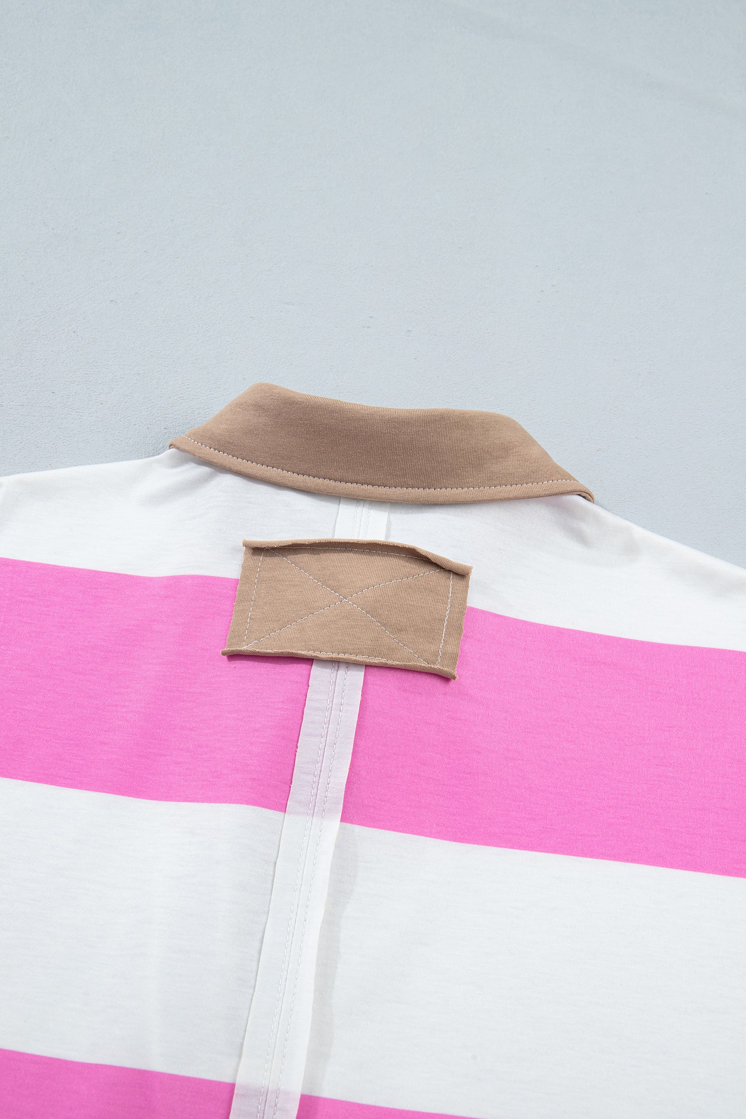 Rose Stripe Colorblock Trim Polo Tee Drawstring Mini Skirt 2pcs Set-Two Piece Sets/Two Piece Dresses-[Adult]-[Female]-2022 Online Blue Zone Planet
