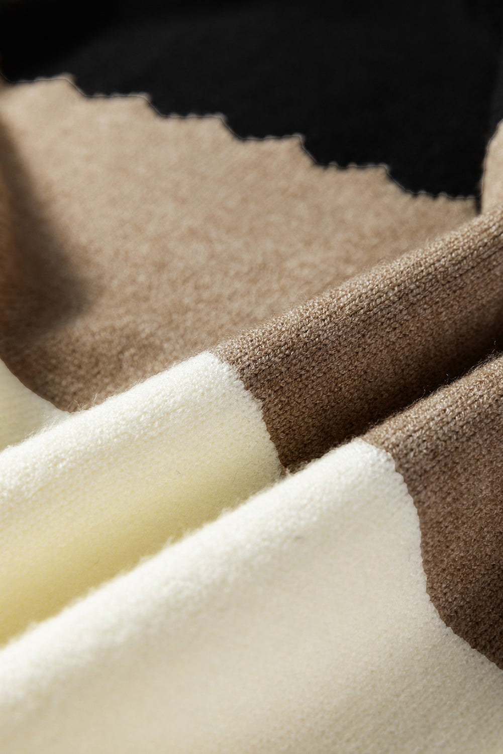 Black Colorblock Crew Neck Drop Shoulder Sweater-TOPS / DRESSES-[Adult]-[Female]-2022 Online Blue Zone Planet