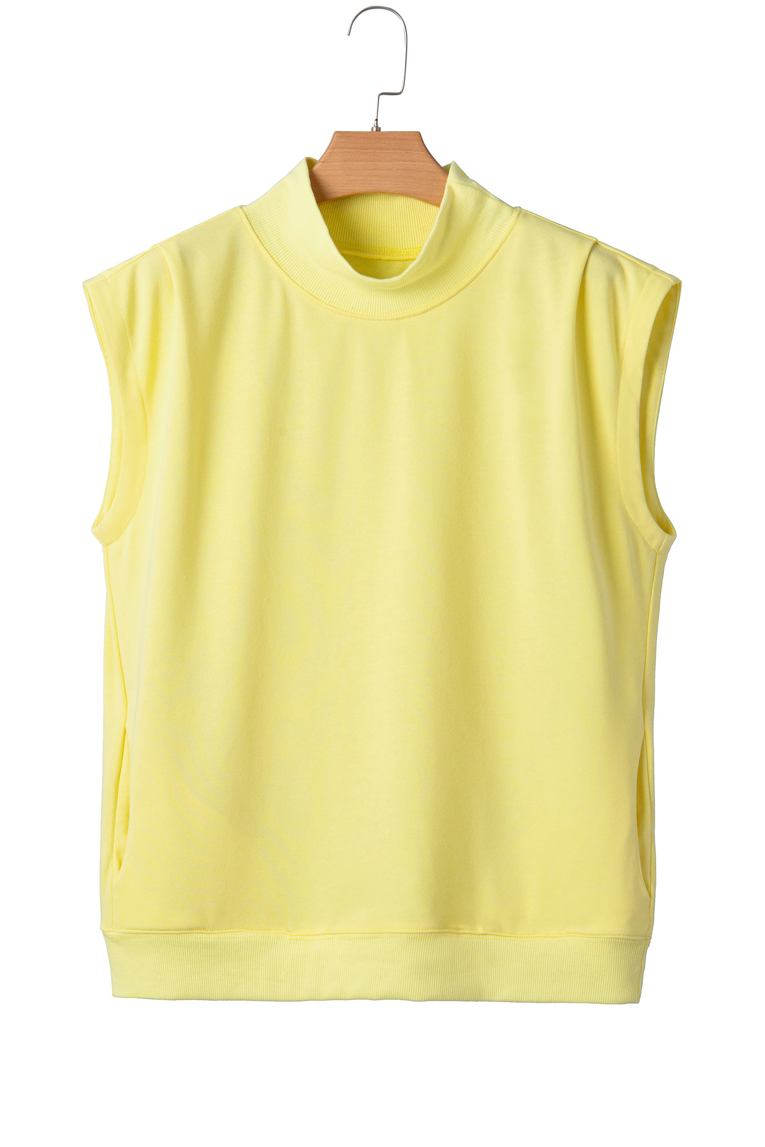 Black Solid Color High Neck Cap Sleeve Loose Top-Tops/Tops & Tees-[Adult]-[Female]-2022 Online Blue Zone Planet