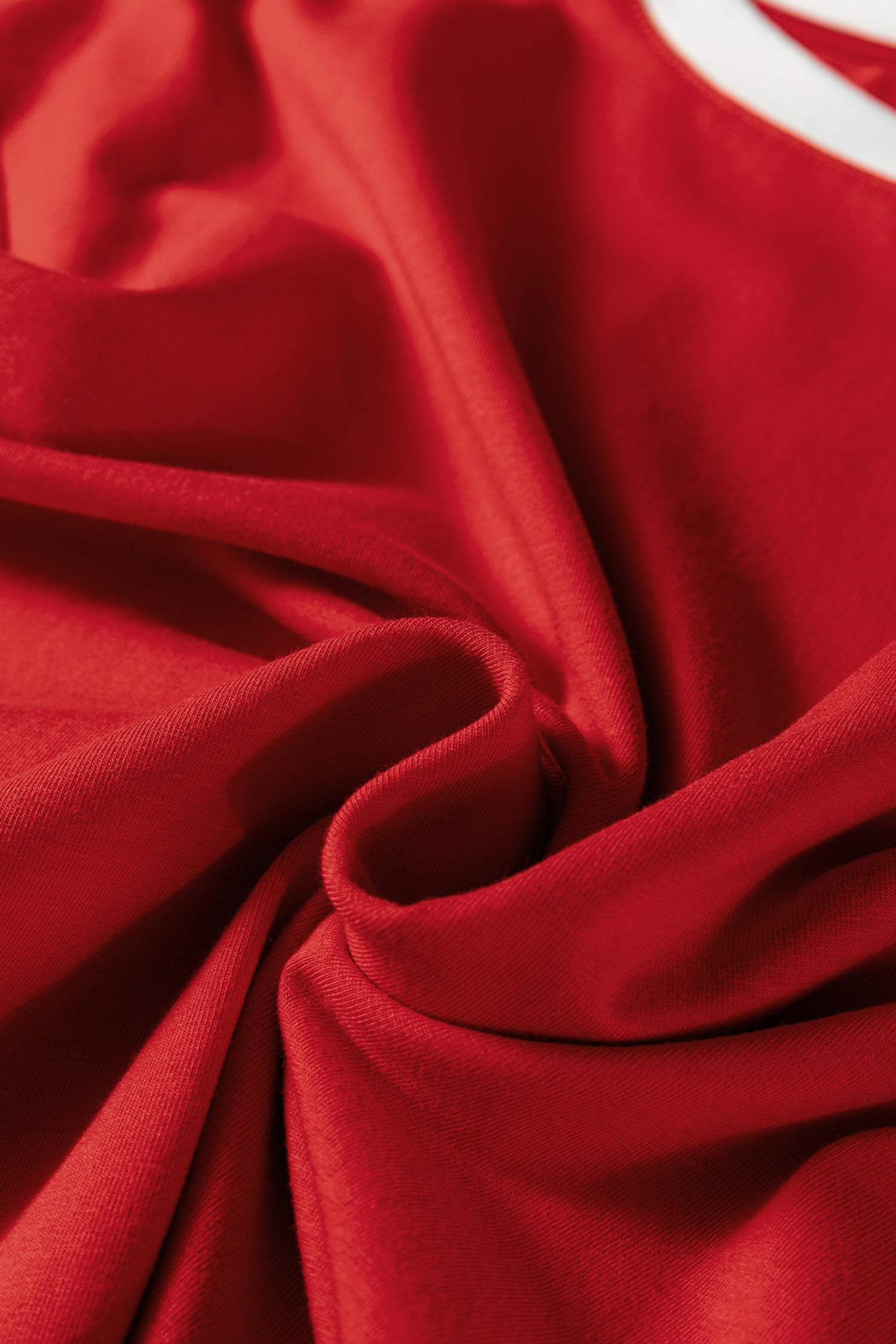 Fiery Red Varsity Striped Accent Contrast Crew Neck Long Sleeve T Shirt-Tops/Long Sleeve Tops-[Adult]-[Female]-2022 Online Blue Zone Planet