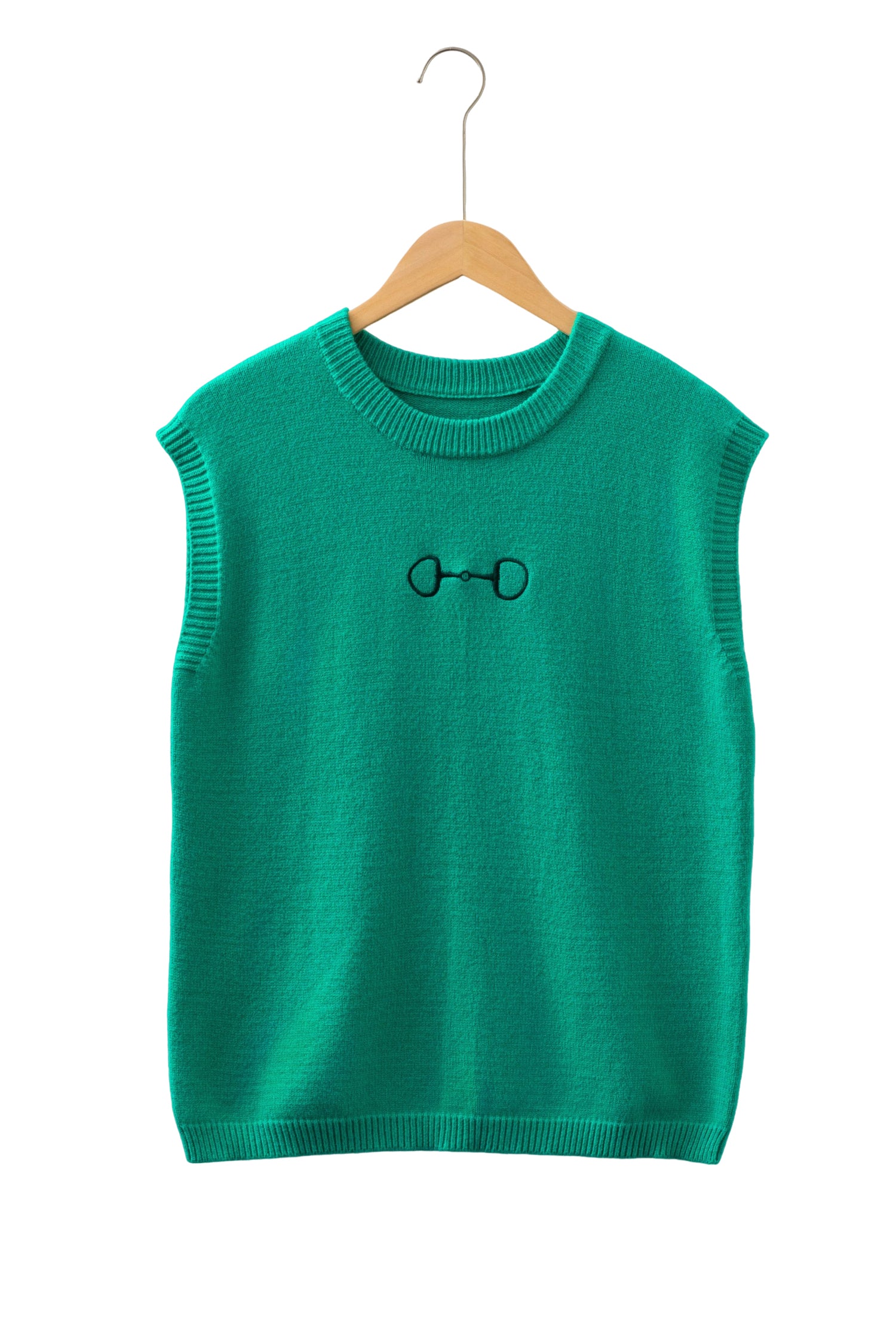 Bright Green Horse Bit Embroidered Loose Short Sleeve Sweater-TOPS / DRESSES-[Adult]-[Female]-2022 Online Blue Zone Planet