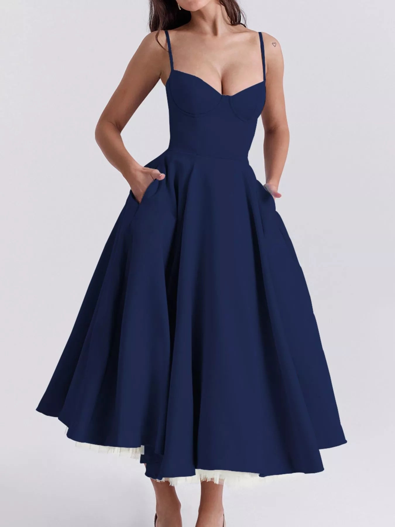 navy blue dress for baby girl Allegra K Women's Vintage Sweetheart Neck 1950s Retro Cocktail A-Line Midi  Dresses : Target main image 1