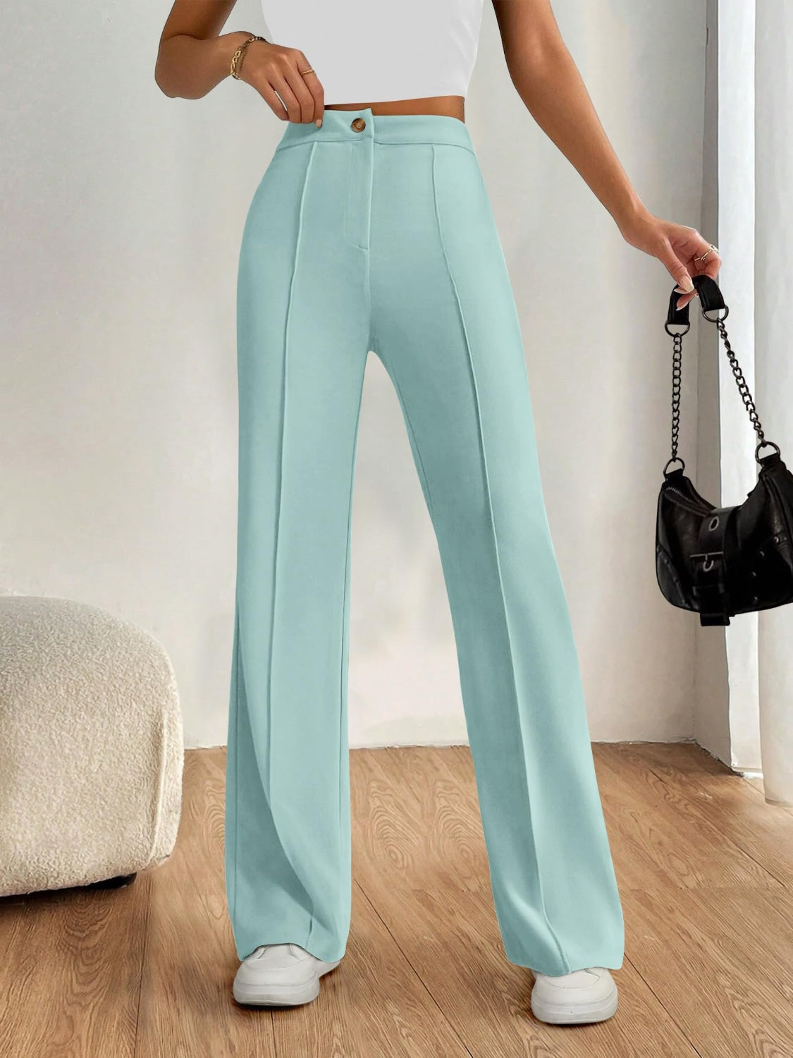 High Waist Wide Leg Pants-BOTTOMS SIZES SMALL MEDIUM LARGE-[Adult]-[Female]-2022 Online Blue Zone Planet