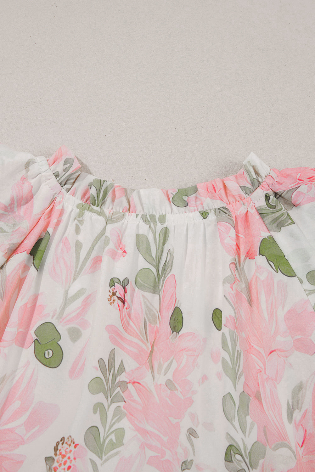 Pink Floral Contrast Edge Layered Short Sleeve Mini Dress-TOPS / DRESSES-[Adult]-[Female]-2022 Online Blue Zone Planet