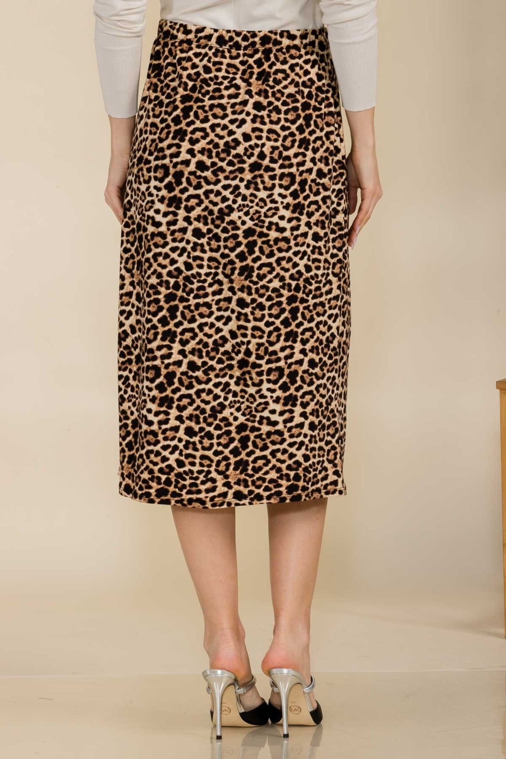 Celeste Full Size Leopard A-Line Midi Skirt-BOTTOMS SIZES SMALL MEDIUM LARGE-[Adult]-[Female]-2022 Online Blue Zone Planet