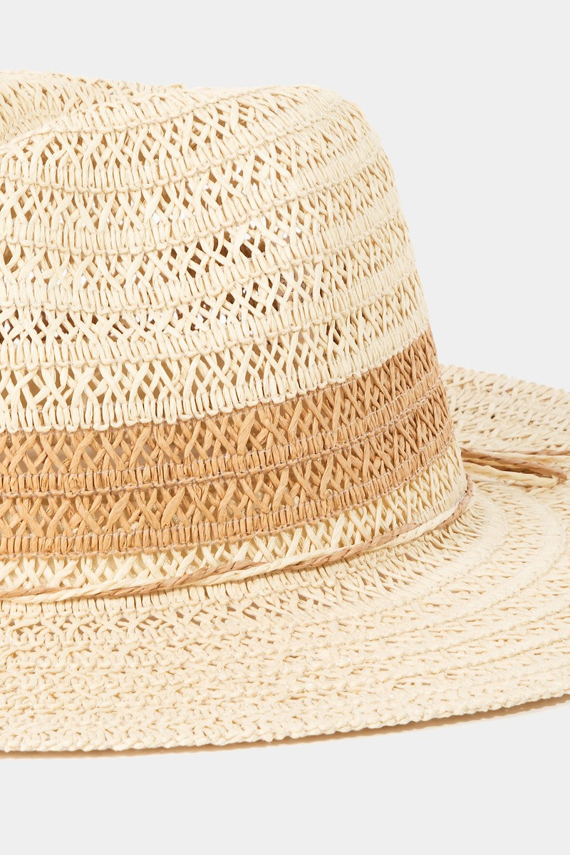 Fame Contrast Straw Braided Sun Hat-HATS-[Adult]-[Female]-2022 Online Blue Zone Planet