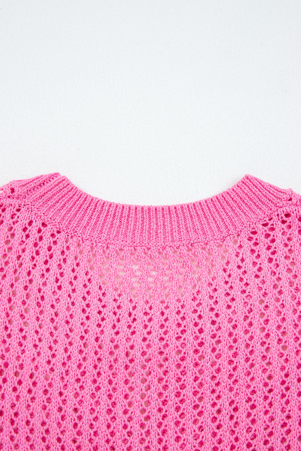 Sachet Pink Sweet Bow Decor Hollow Out Knitted Drop Shoulder Sweater-TOPS / DRESSES-[Adult]-[Female]-2022 Online Blue Zone Planet