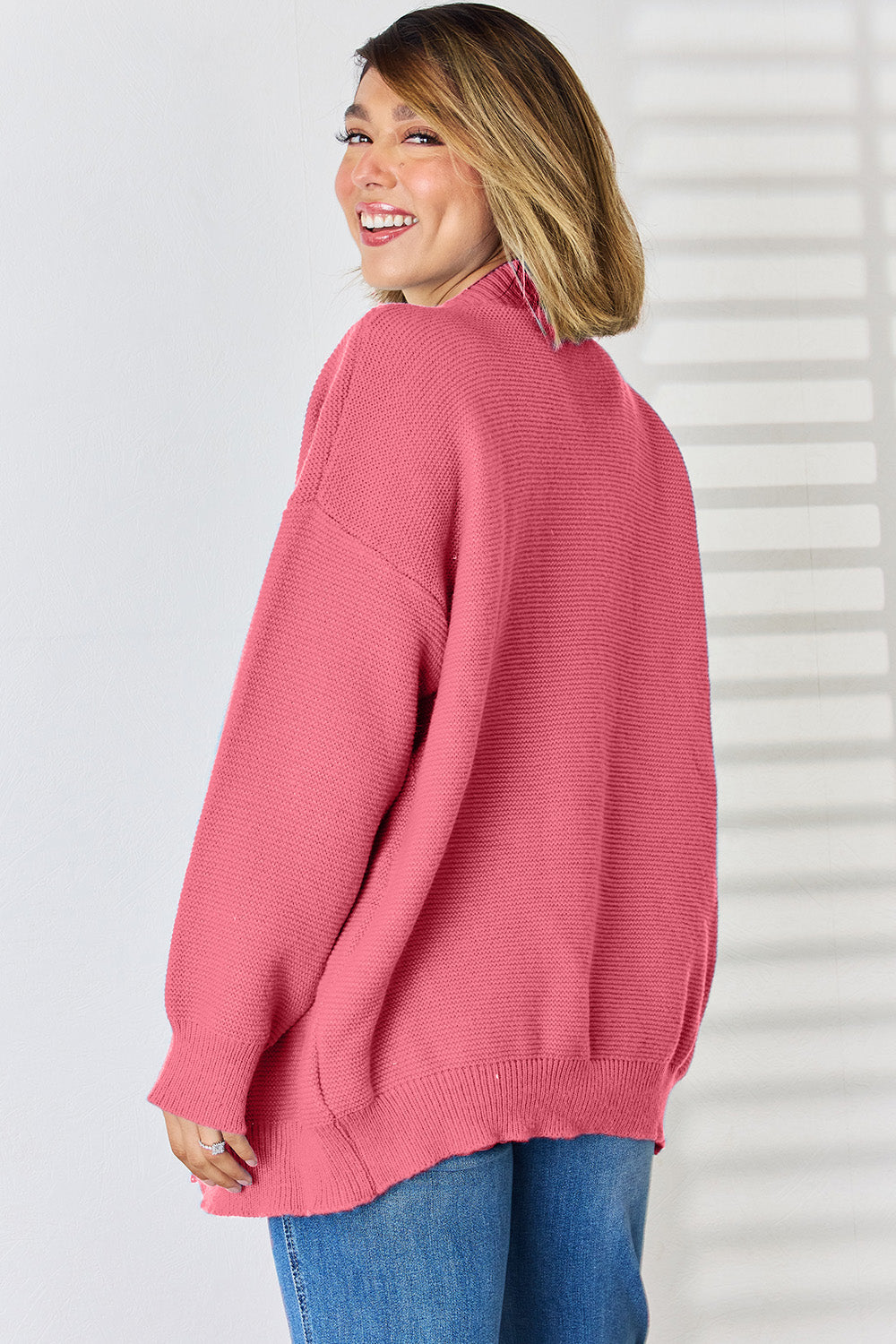 Open Front Dropped Shoulder Cardigan-TOPS / DRESSES-[Adult]-[Female]-2022 Online Blue Zone Planet