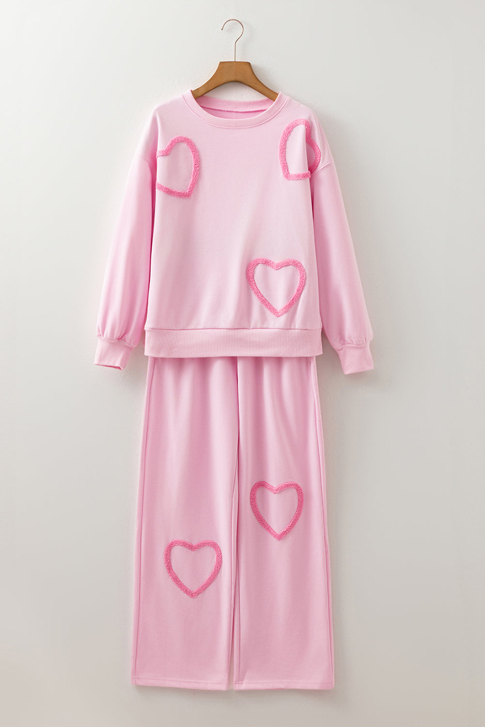 Phalaenopsis Chenille Heart Pattern Casual 2pcs Pants Set-Two Piece Sets/Pant Sets-[Adult]-[Female]-2022 Online Blue Zone Planet