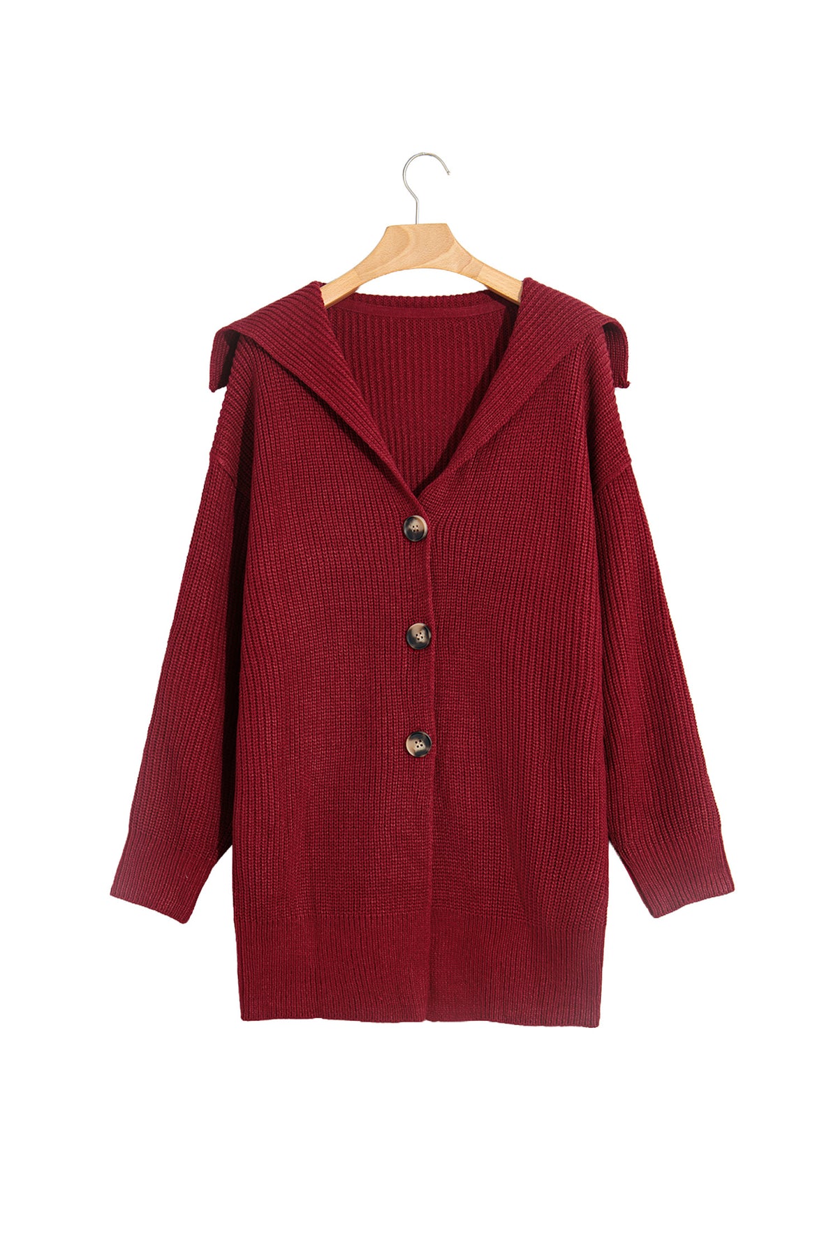 Red Dahlia Solid Color Knit Oversized Button Front Sweater Cardigan-Sweaters & Cardigans/Cardigans-[Adult]-[Female]-2022 Online Blue Zone Planet