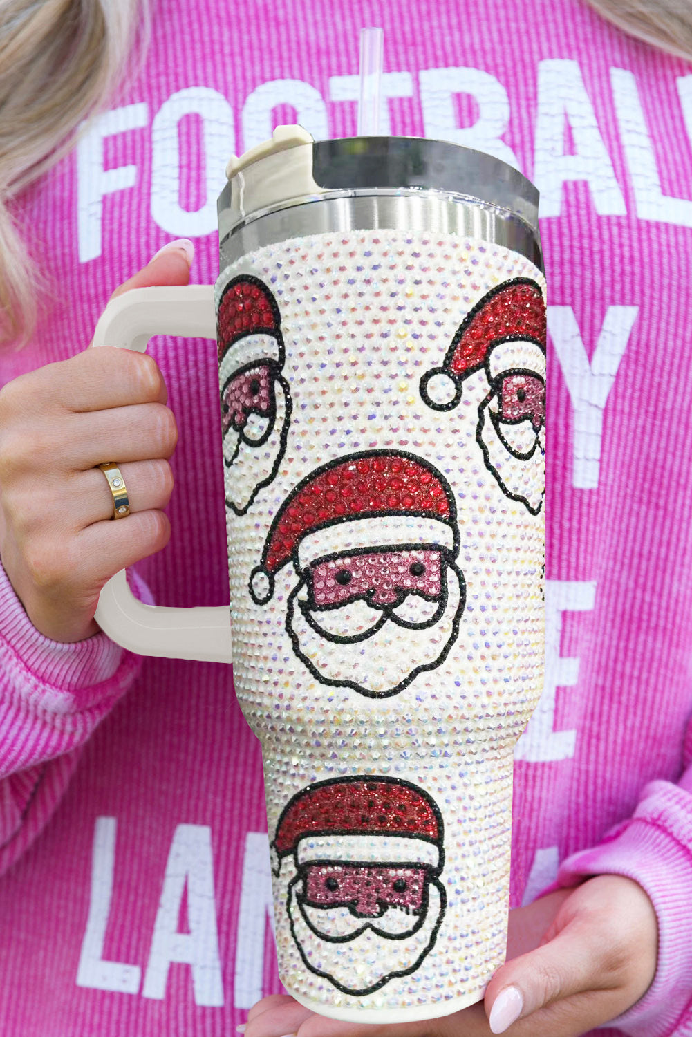 Rose Red Christmas Santa Printed Diamond Water Cup-Cups-[Adult]-[Female]-White-ONE SIZE-2022 Online Blue Zone Planet