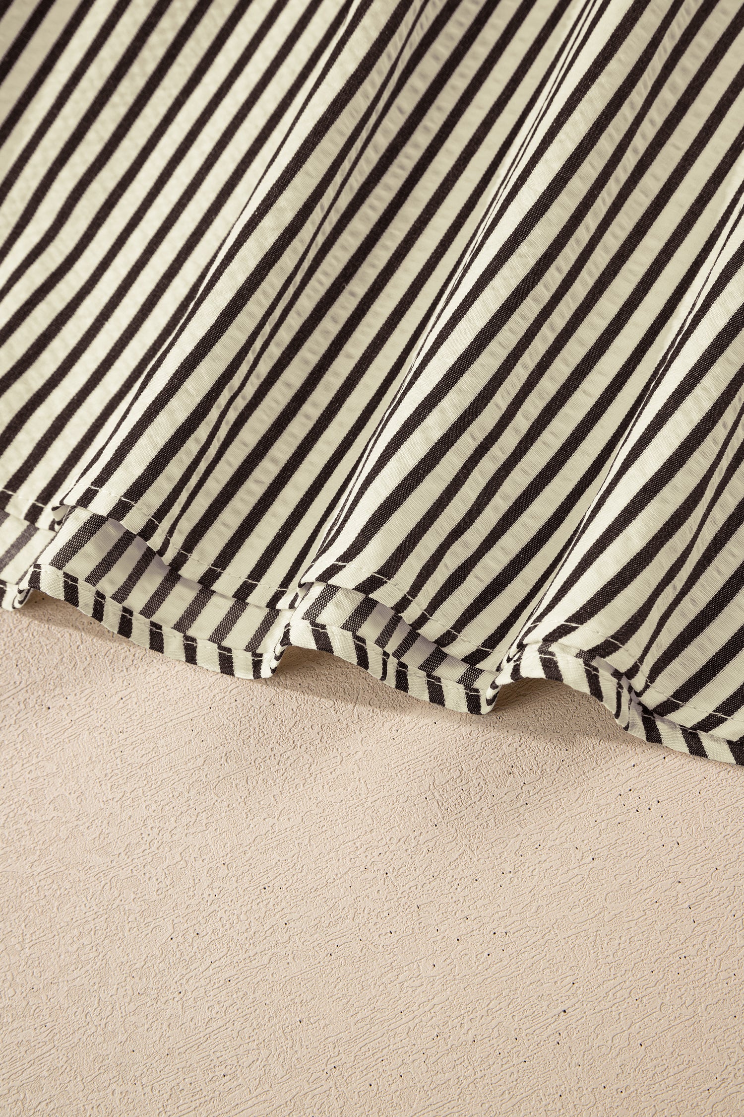 Black Stripe V Neck Zip Front Cinched High Waist Midi Dress-TOPS / DRESSES-[Adult]-[Female]-2022 Online Blue Zone Planet