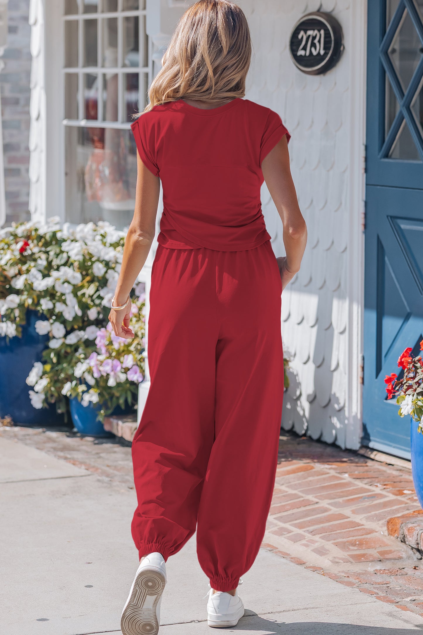 Yellow Cream Solid Color Cropped Tank Top and Jogger Pants Set-Two Piece Sets/Pant Sets-[Adult]-[Female]-2022 Online Blue Zone Planet