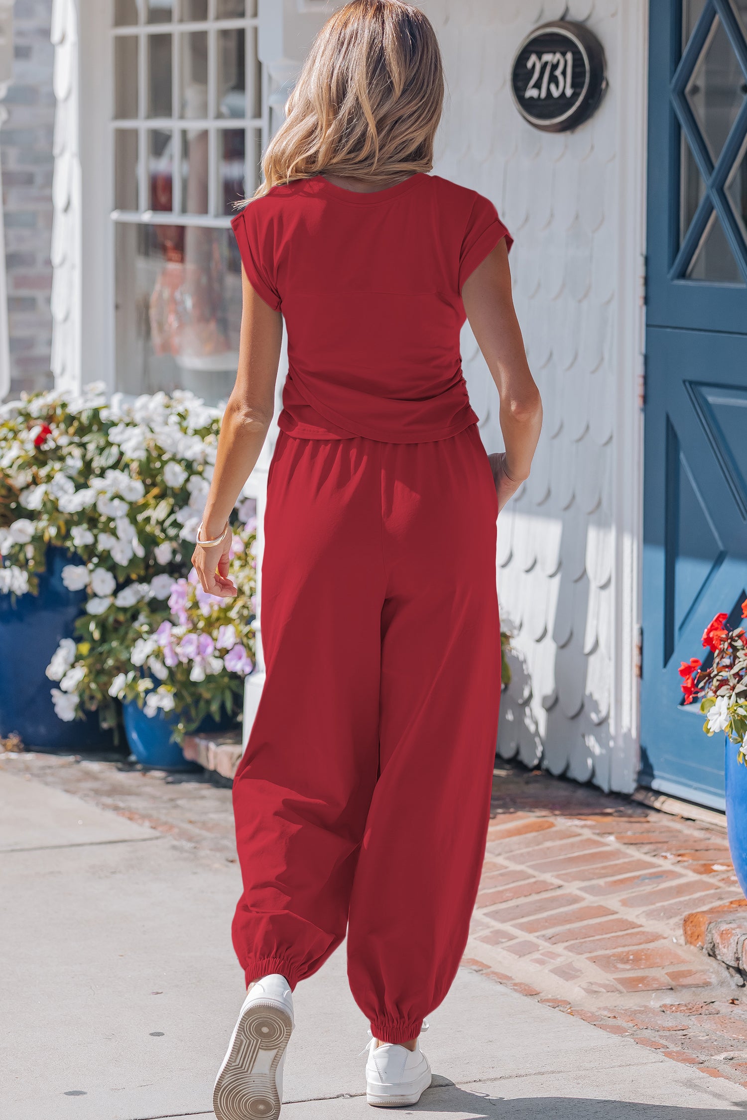Yellow Cream Solid Color Cropped Tank Top and Jogger Pants Set-Two Piece Sets/Pant Sets-[Adult]-[Female]-2022 Online Blue Zone Planet