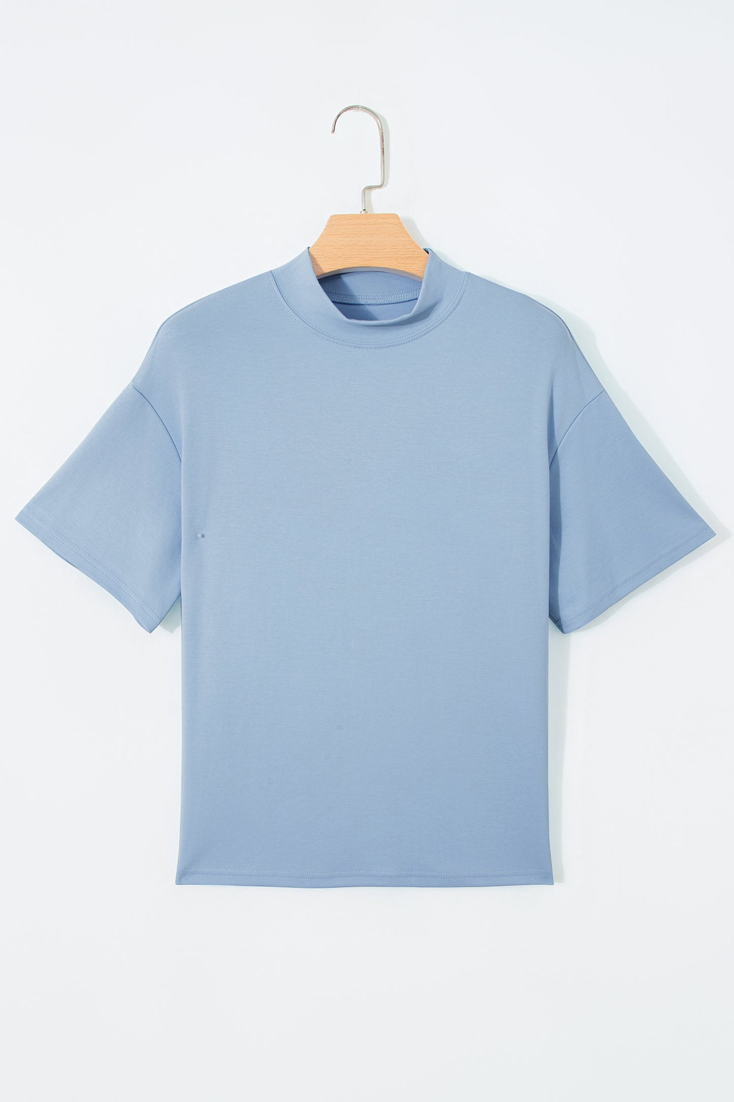 Pink Solid Color High Neck Oversize Tee-Tops/Tops & Tees-[Adult]-[Female]-2022 Online Blue Zone Planet