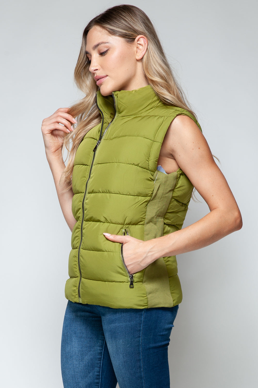 Snobbish Zip Up Turtleneck Vest with Pockets-TOPS / DRESSES-[Adult]-[Female]-2022 Online Blue Zone Planet