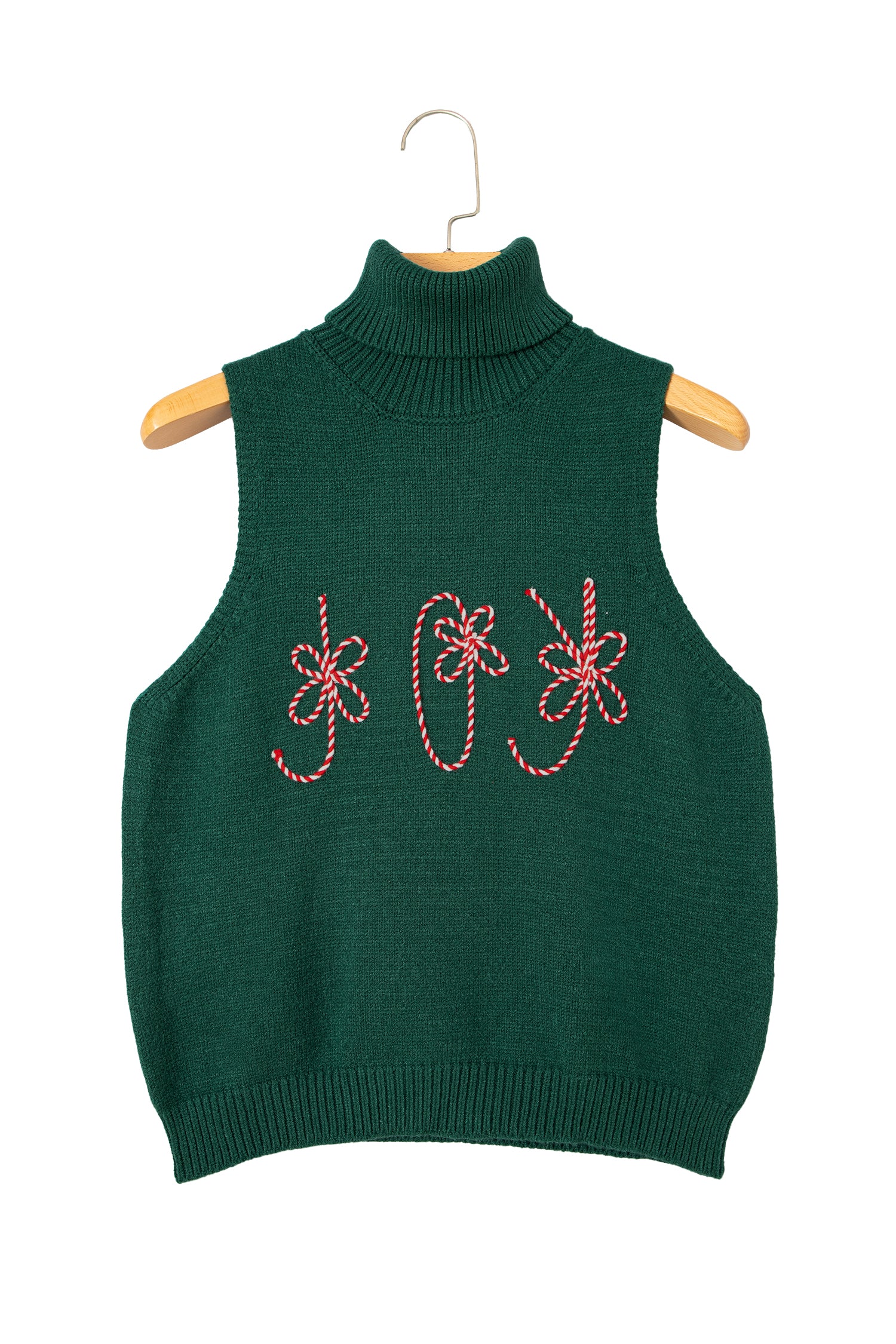 Evergreen High Neck Sleeveless Embroidered Knit Sweater Vest-TOPS / DRESSES-[Adult]-[Female]-2022 Online Blue Zone Planet
