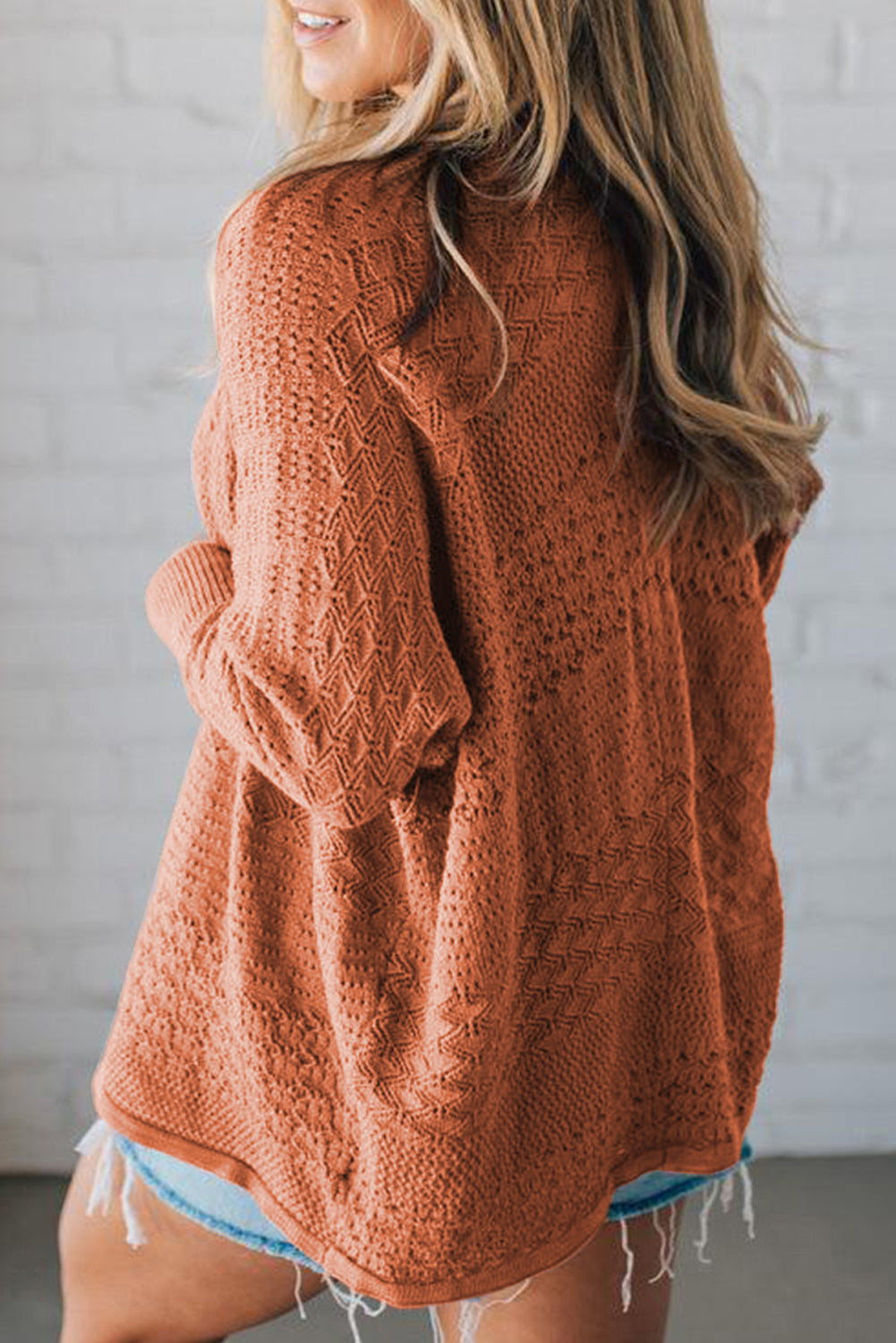 Redwood Burl Mixed Pattern Knitted Open Front Plus Cardigan-Plus Size/Plus Size Sweaters & Cardigans-[Adult]-[Female]-2022 Online Blue Zone Planet