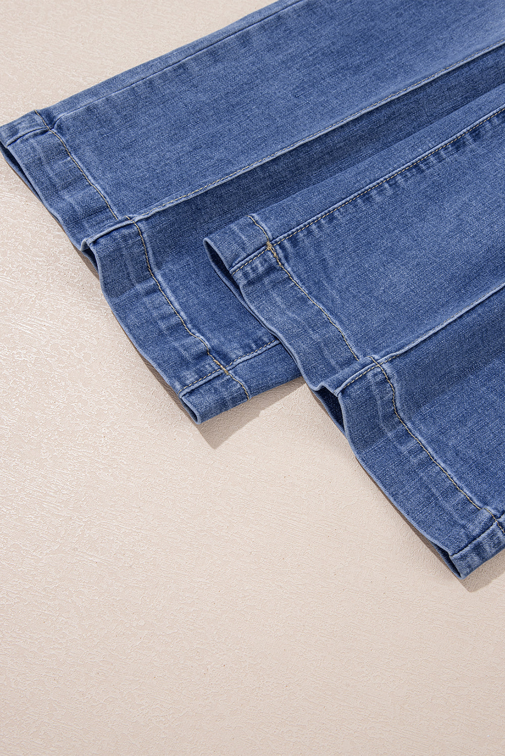 Beau Blue Tailored Center Seam Detail Straight Loose High Rise Jeans-Bottoms/Jeans-[Adult]-[Female]-2022 Online Blue Zone Planet