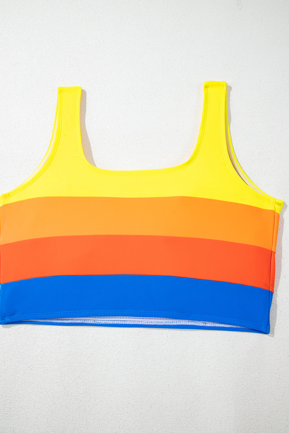 Blue Colorblock Square Neck Top Pleated High Waisted Bikini-Swimwear/High Waisted Swimsuit-[Adult]-[Female]-2022 Online Blue Zone Planet