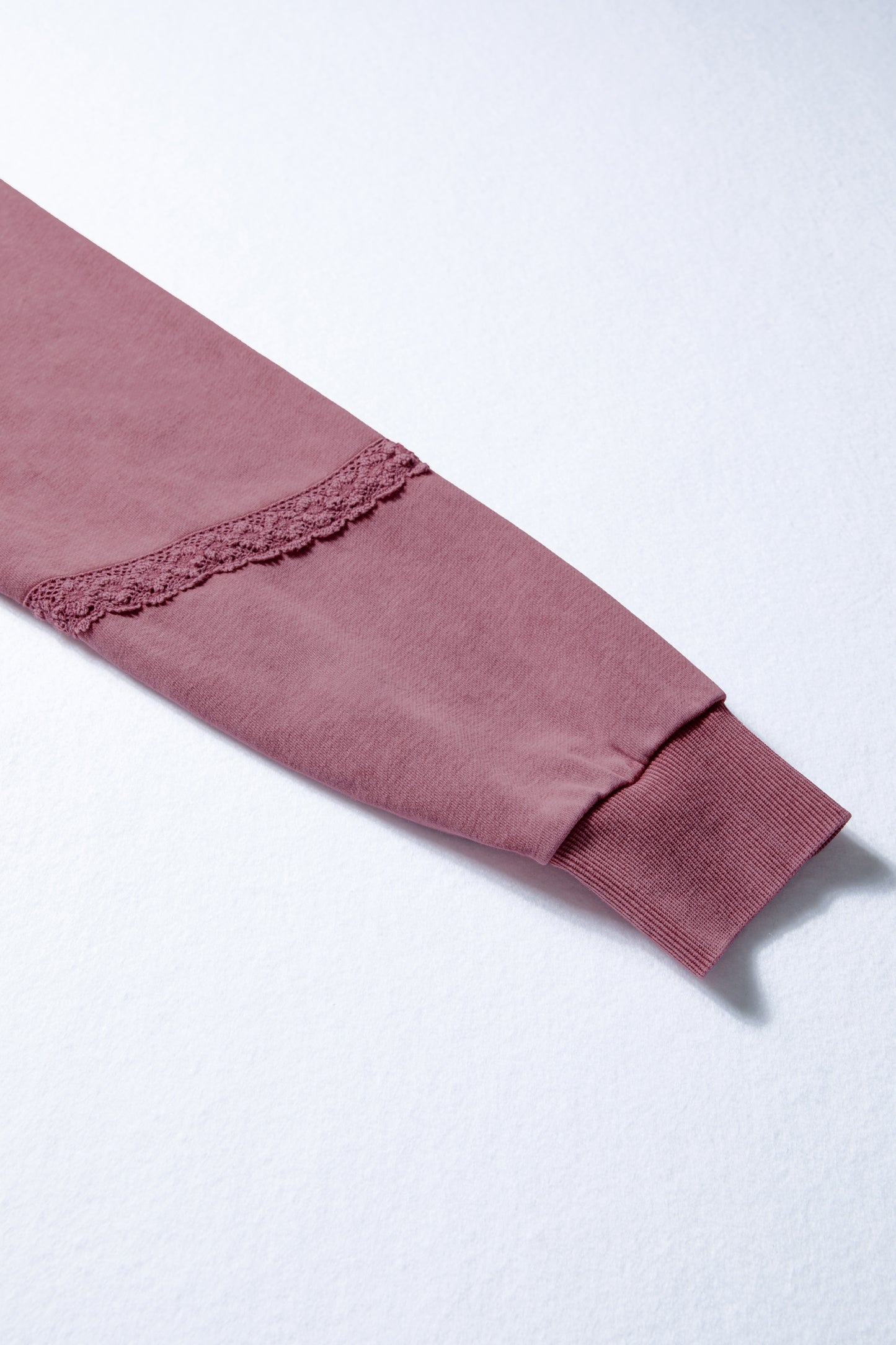 Sail Blue Lace Patchwork Detail Notched Neck Mineral Wash Baggy Sweatshirt-Tops/Sweatshirts & Hoodies-[Adult]-[Female]-2022 Online Blue Zone Planet