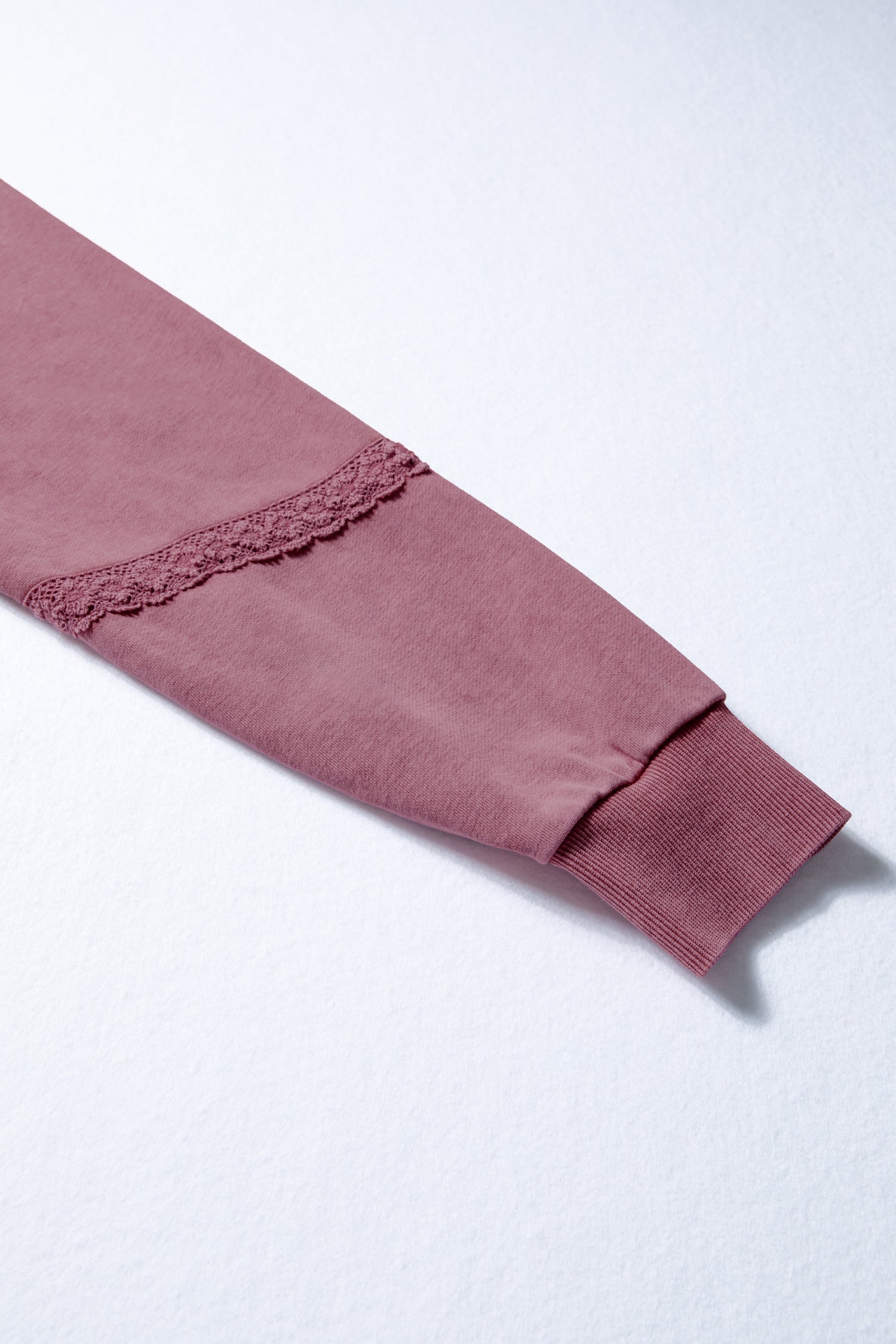 Sail Blue Lace Patchwork Detail Notched Neck Mineral Wash Baggy Sweatshirt-Tops/Sweatshirts & Hoodies-[Adult]-[Female]-2022 Online Blue Zone Planet