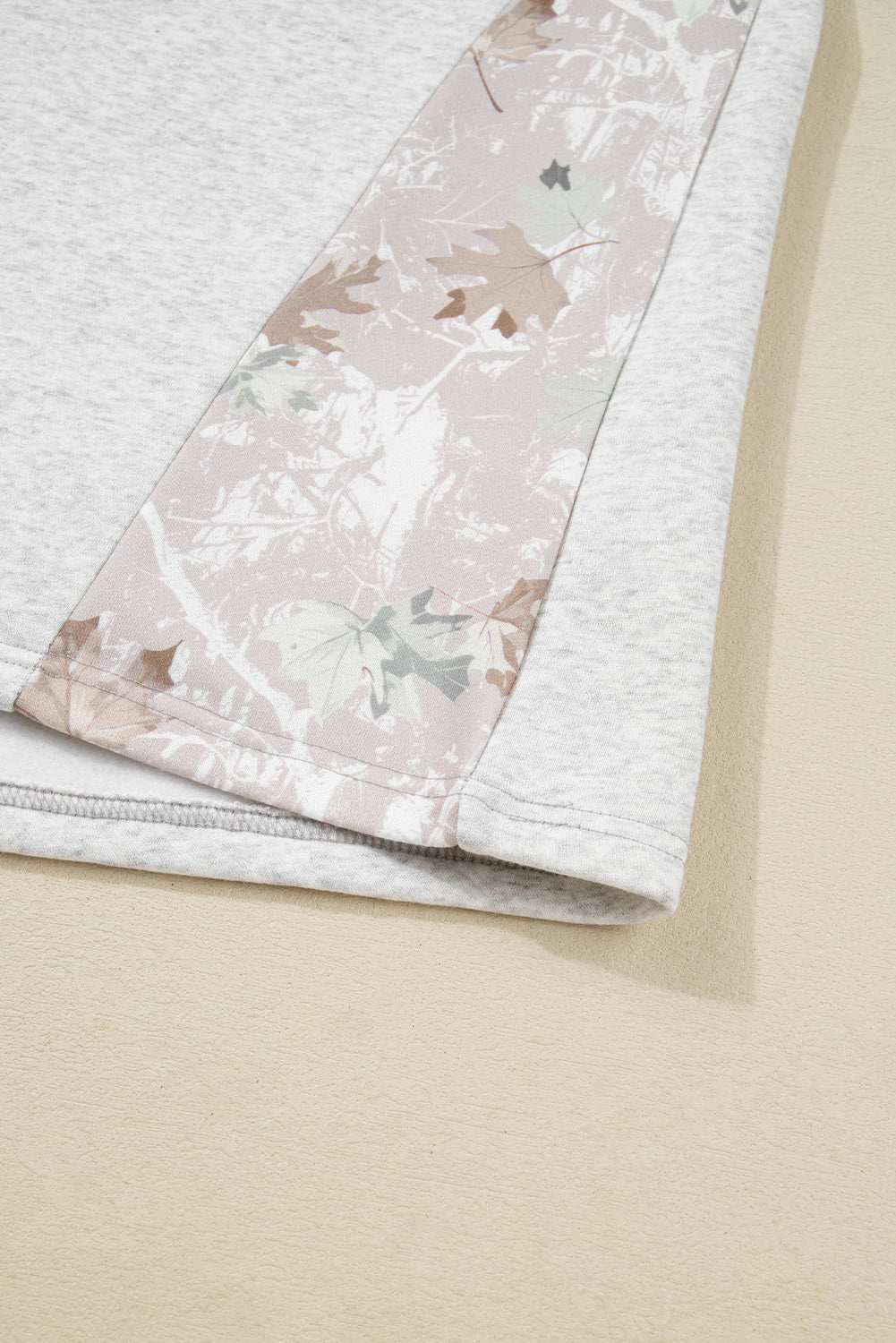 Gray Camo Leaves Patchwork Zipped Collar Pullover Plus Size Sweatshirt-Plus Size/Plus Size Sweatshirts & Hoodies-[Adult]-[Female]-2022 Online Blue Zone Planet