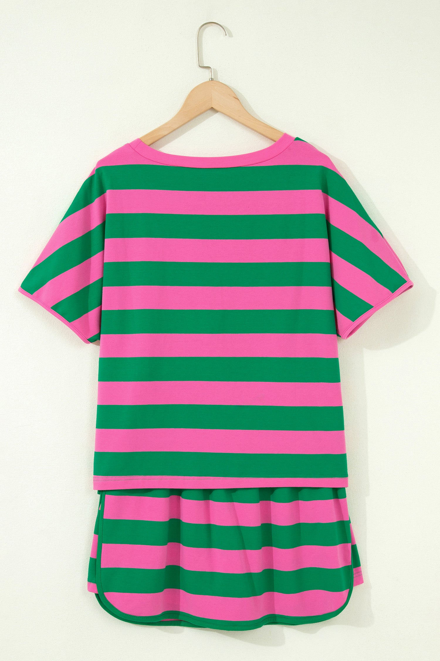 Yellow Stripe Dolman Tee Drawstring Skort Athletic 2pcs Set-Two Piece Sets/Short Sets-[Adult]-[Female]-2022 Online Blue Zone Planet