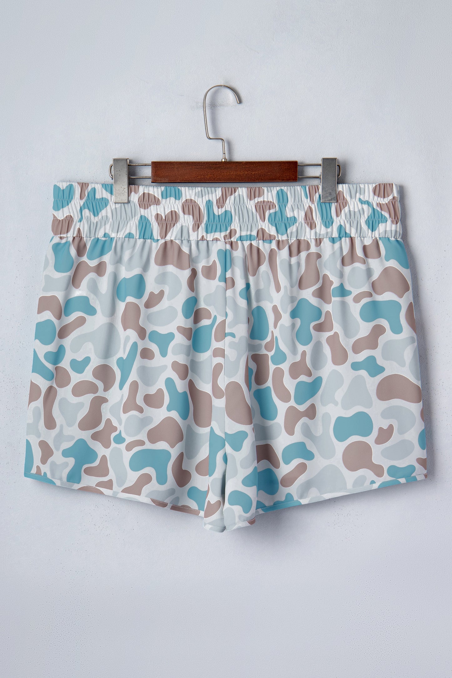 Multicolour Plus Size Camouflage Elastic Waist Athleisure Shorts-Plus Size/Plus Size Bottoms-[Adult]-[Female]-2022 Online Blue Zone Planet