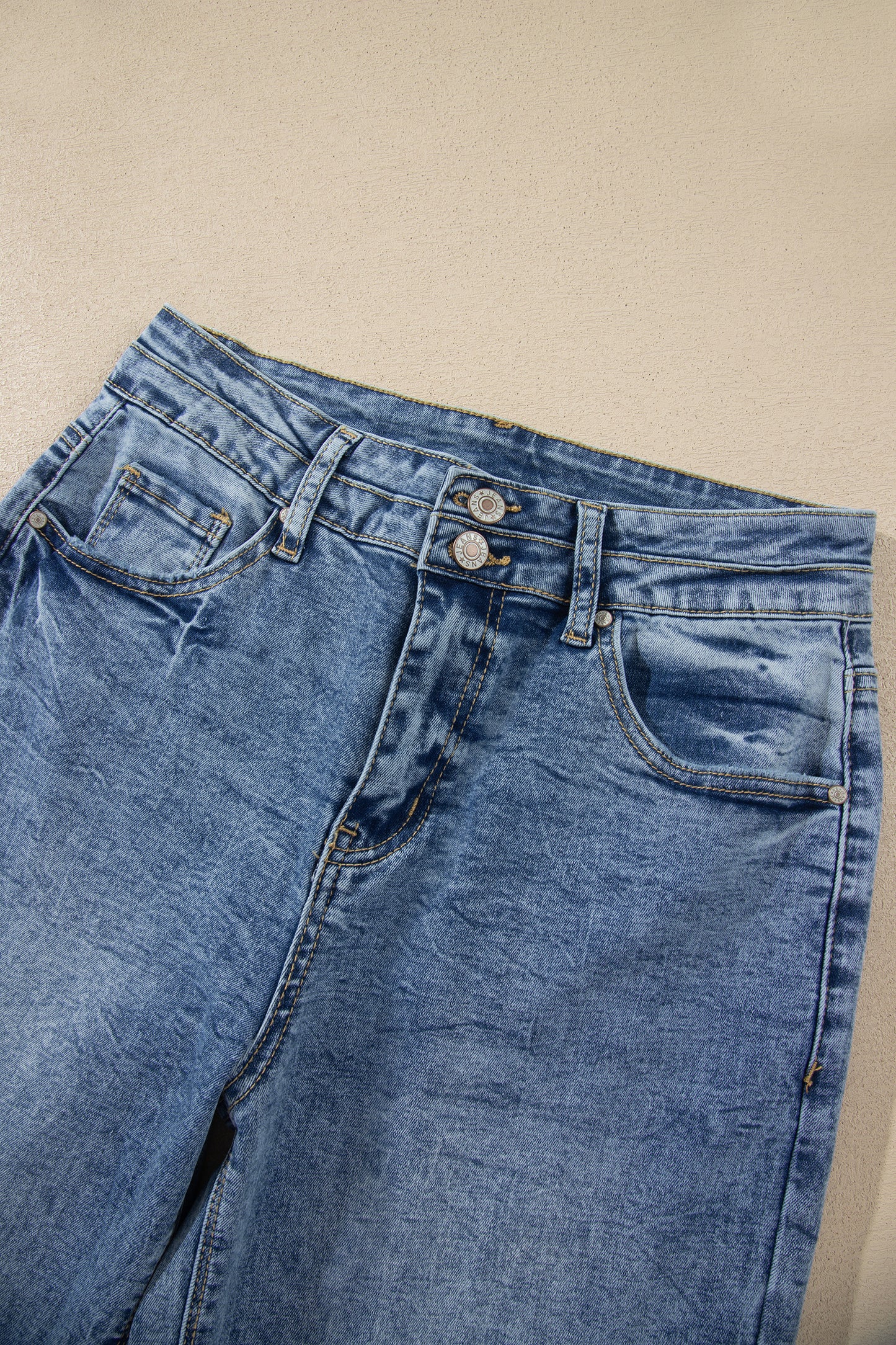 Beau Blue Acid Wash Pocket Detail Flare Jeans-Bottoms/Jeans-[Adult]-[Female]-2022 Online Blue Zone Planet